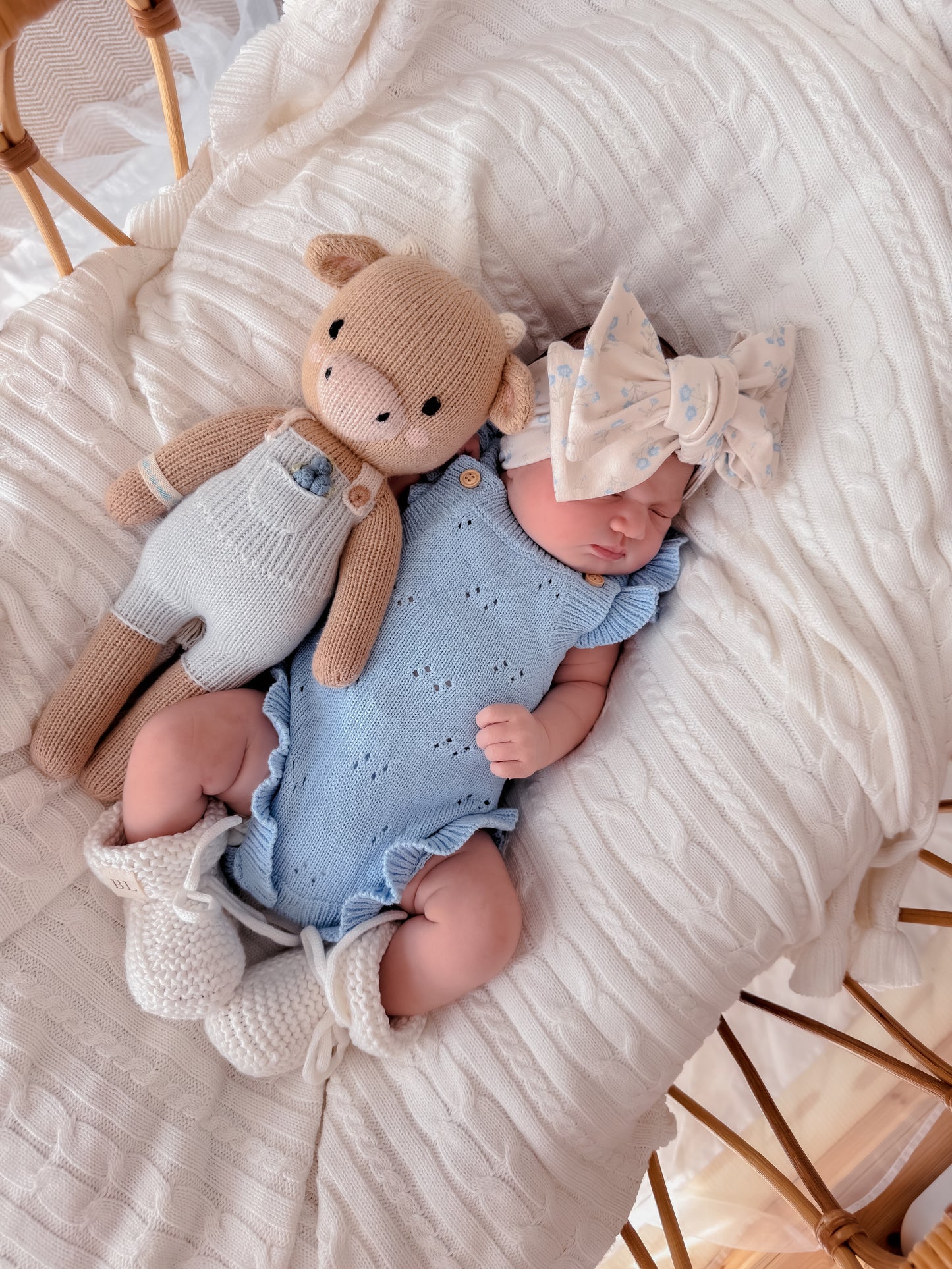 Pointelle Flutter Romper - Blue
