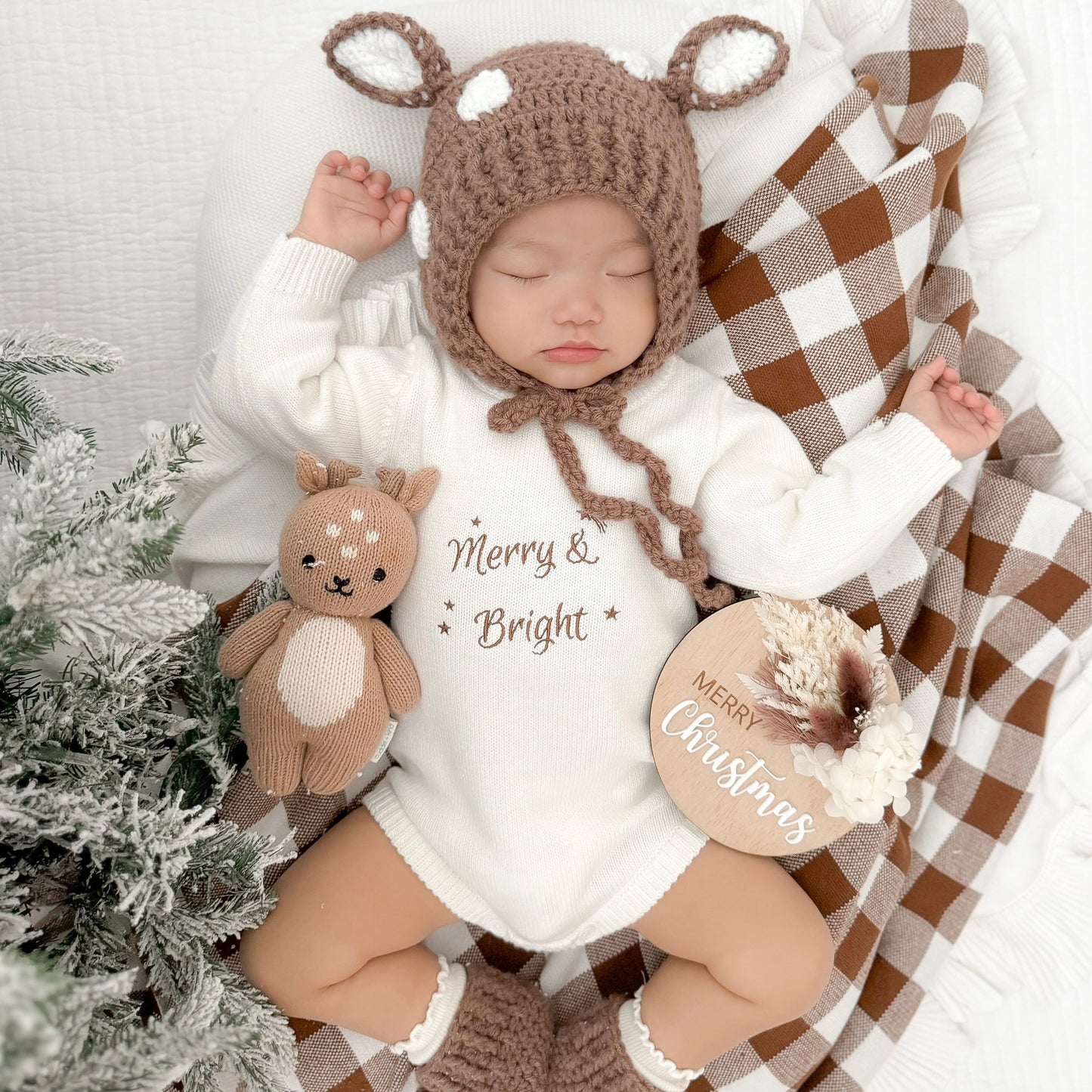 Merry & Bright Knit Romper - Marshmallow - Long Sleeve