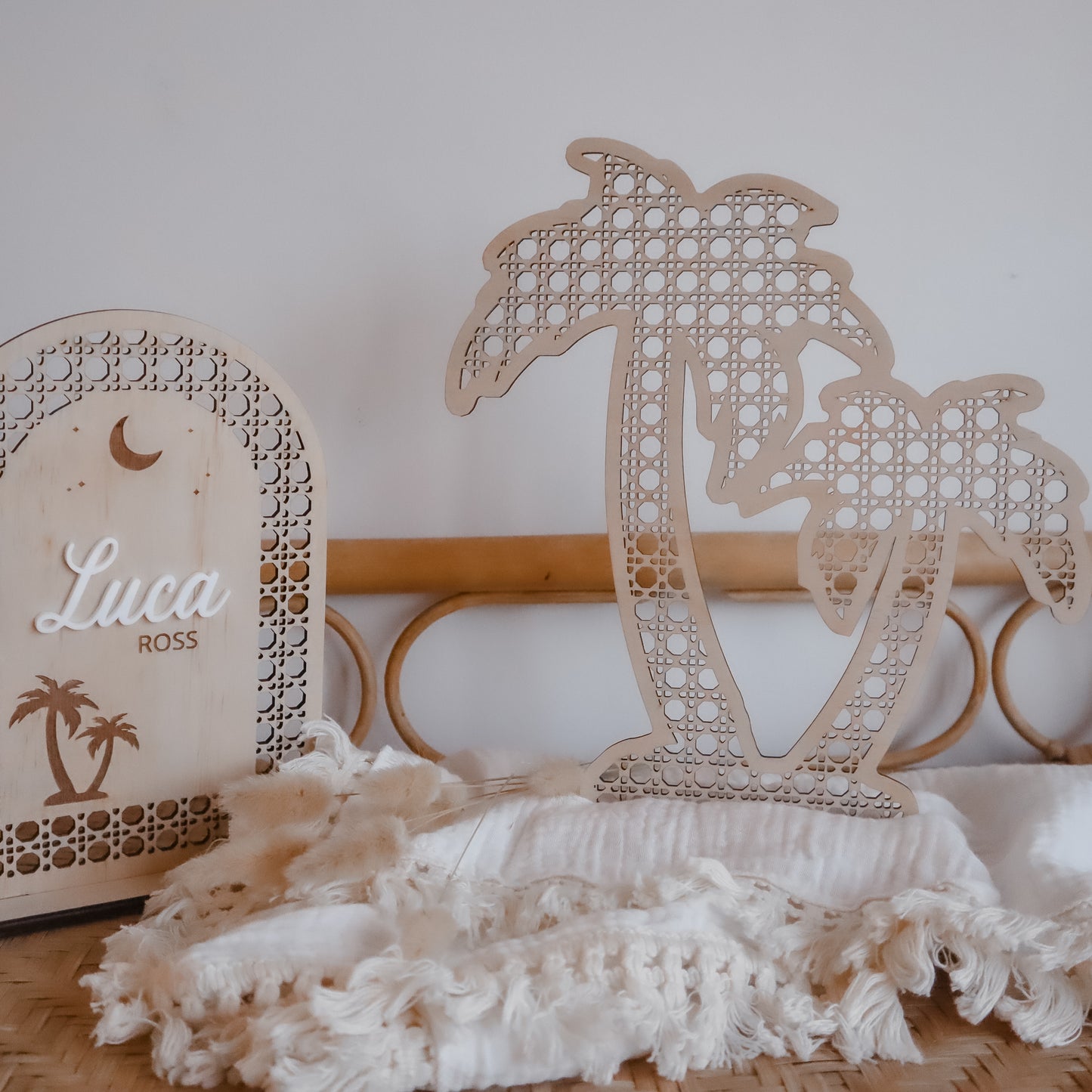 Wooden Rattan Look Palms