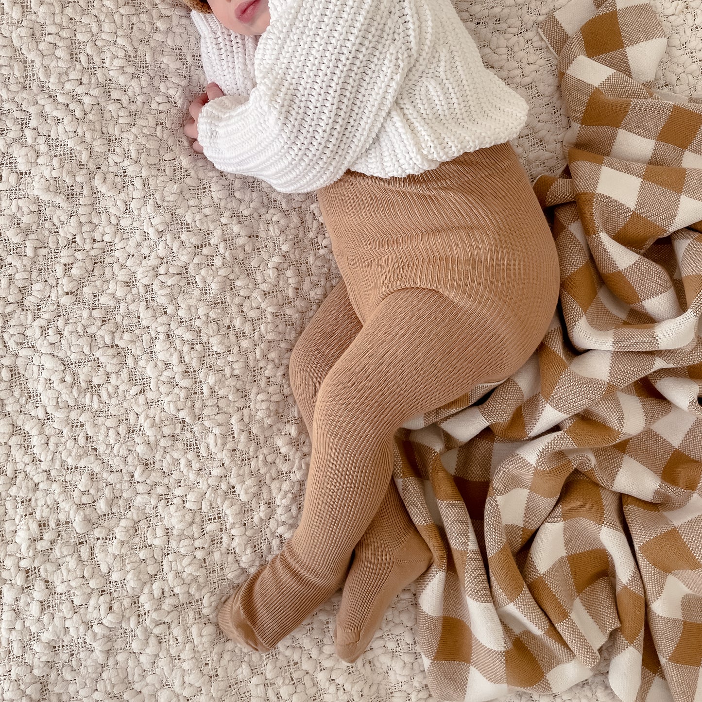 Suspender Tights - Footed - Light Brown