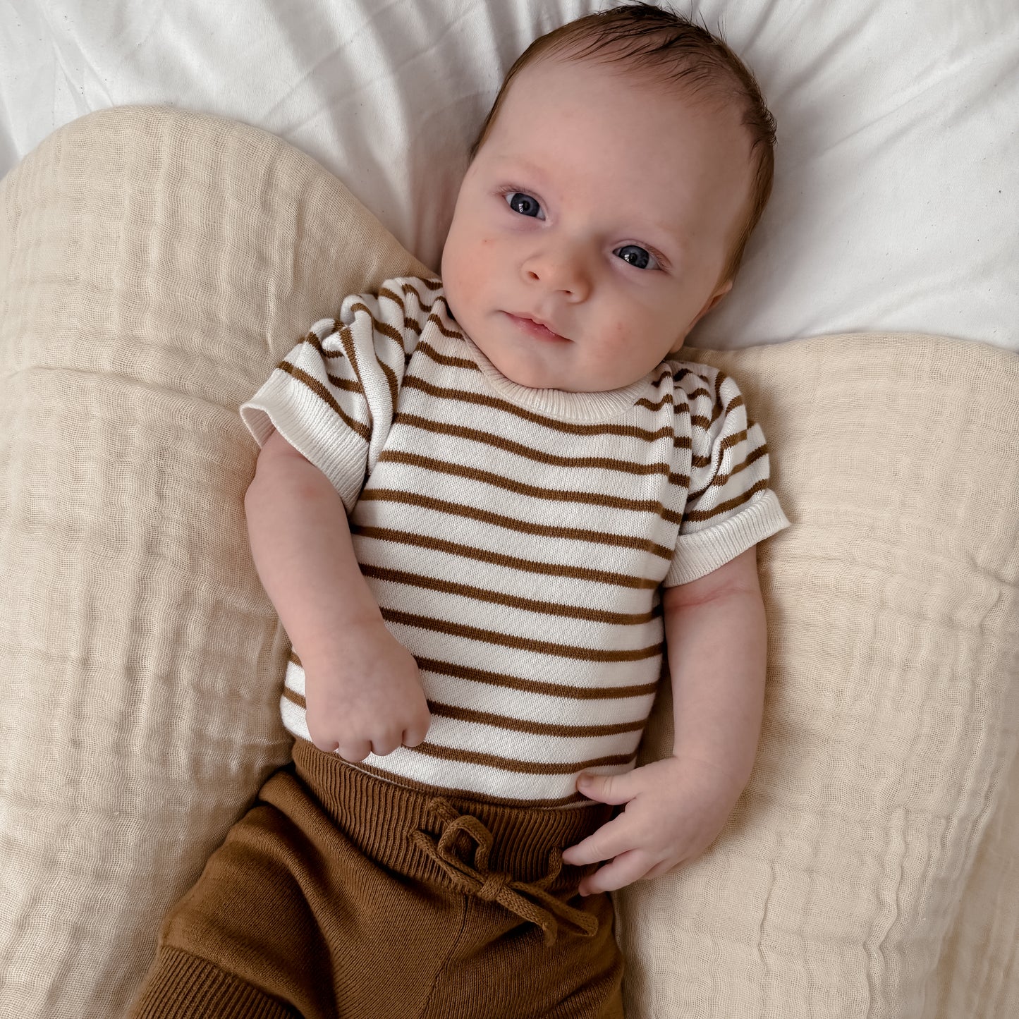 Chocolate Stripe Knit Romper