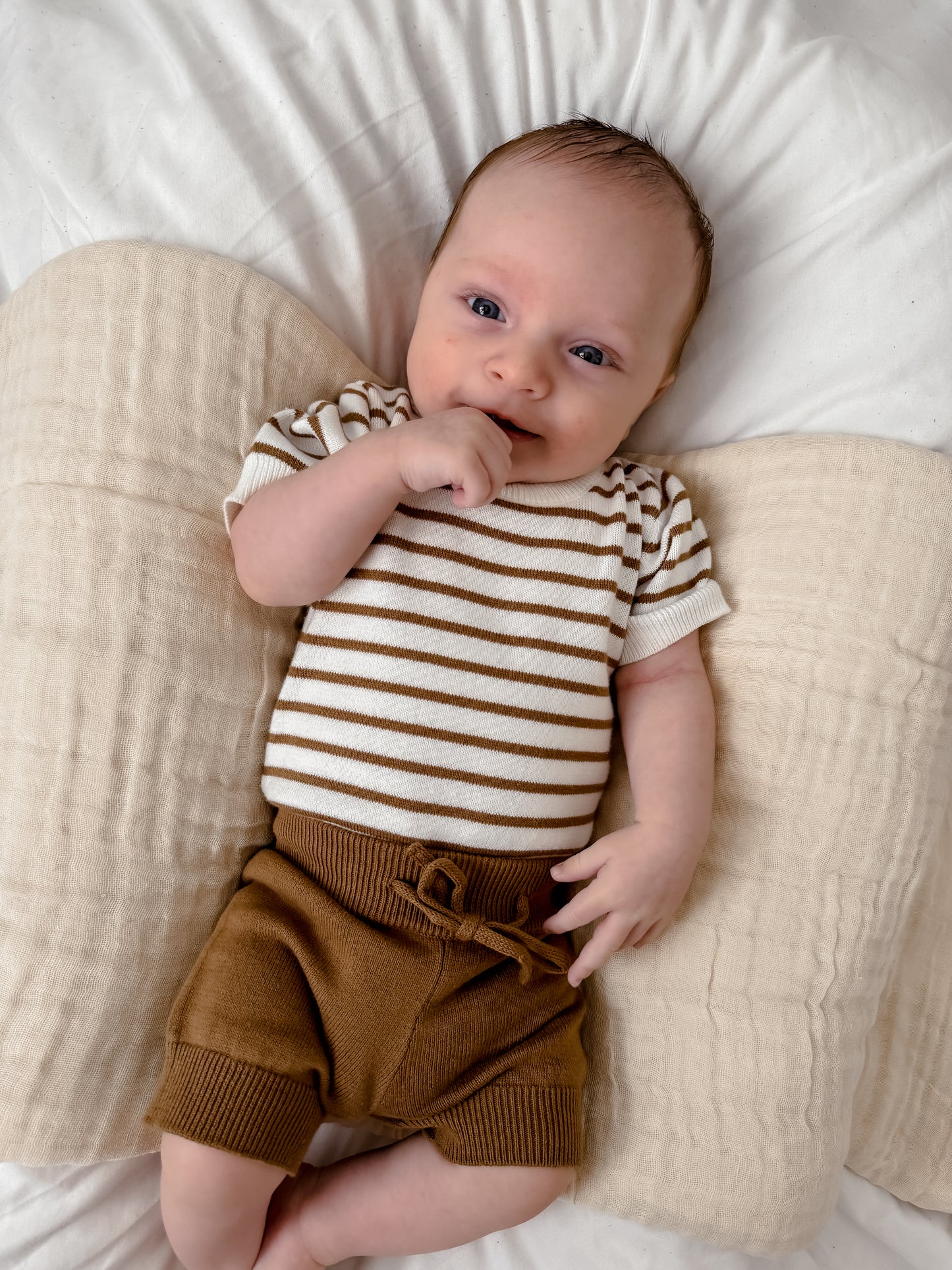 Chocolate Stripe Knit Romper