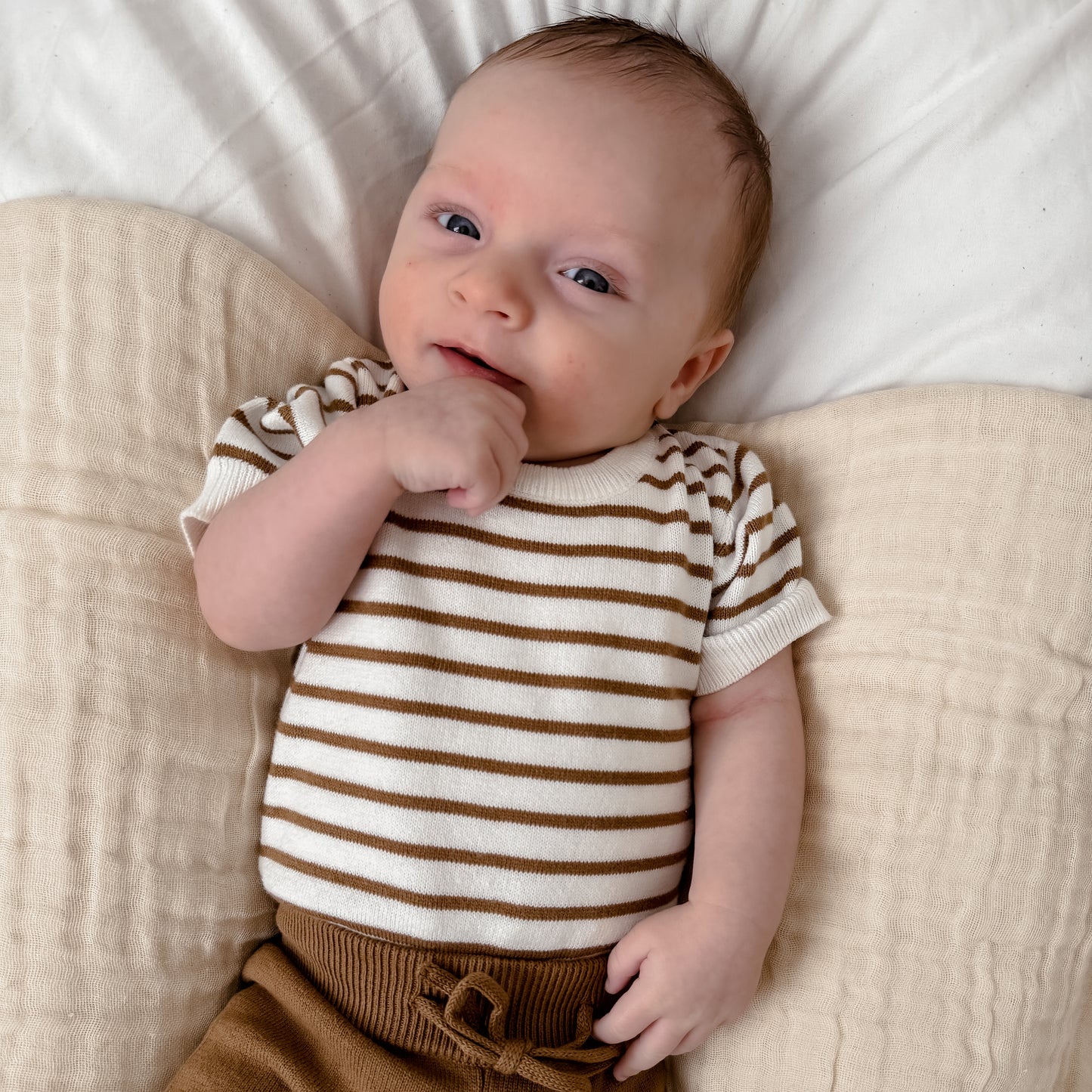 Chocolate Stripe Knit Romper