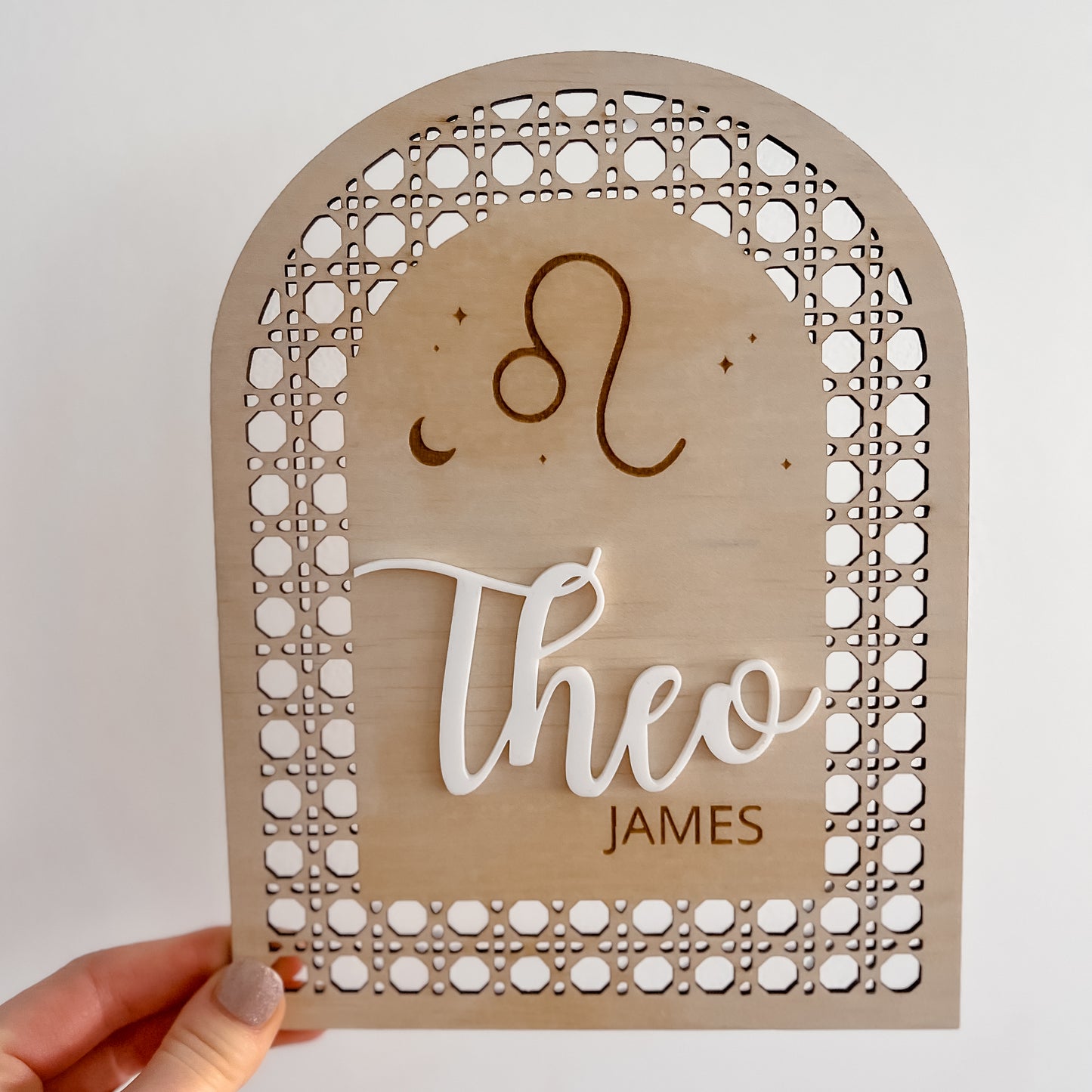 Rattan Name arch with Zodiac sign