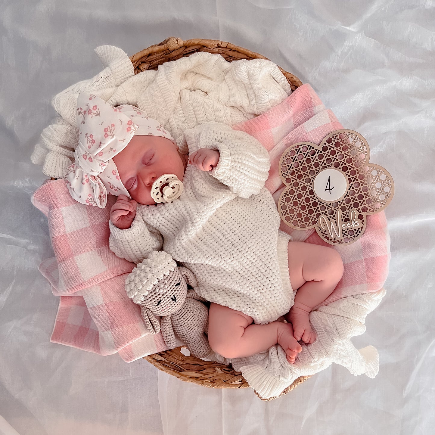 Gingham Knit Blanket - Strawberry