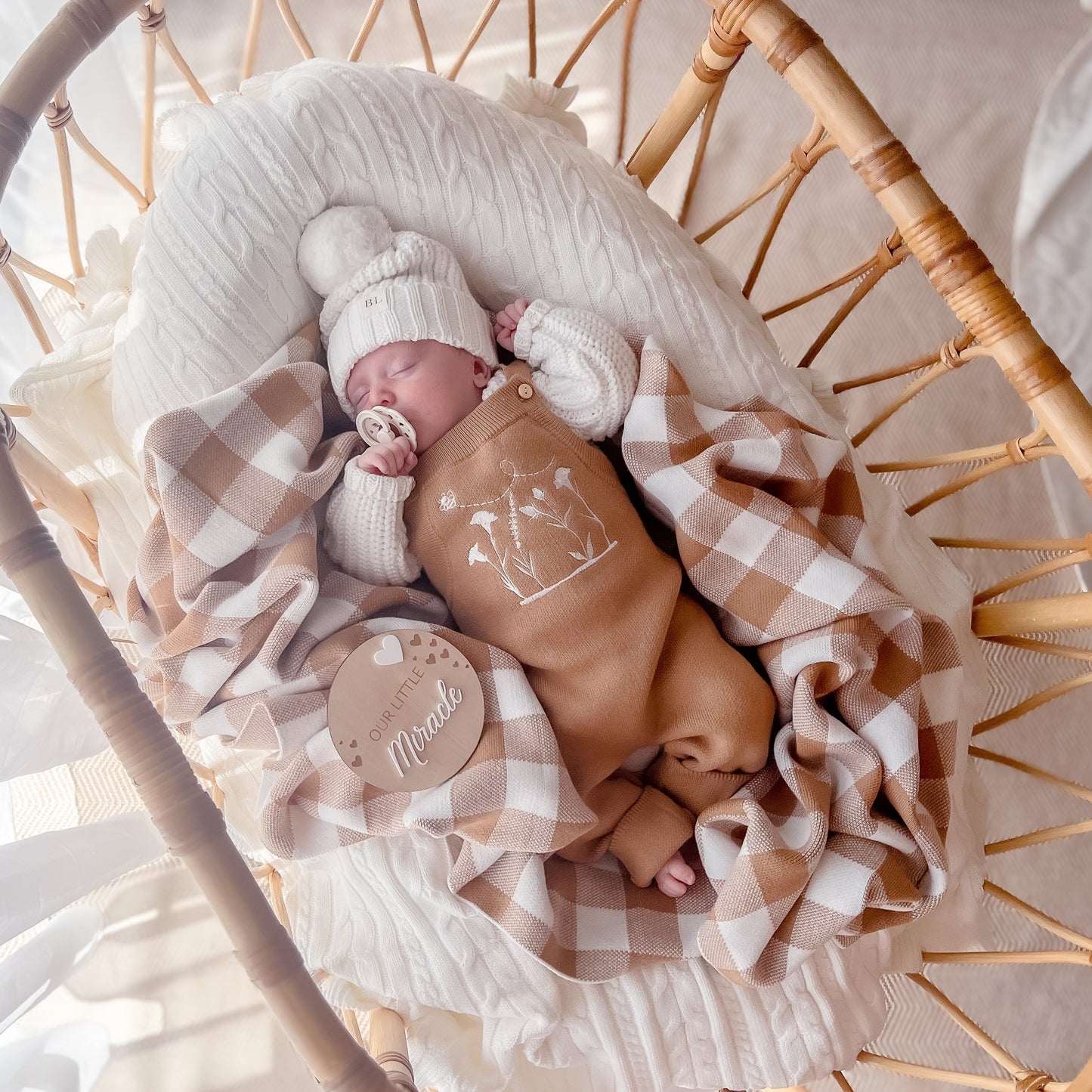Wildflower Knit Overalls - Caramel