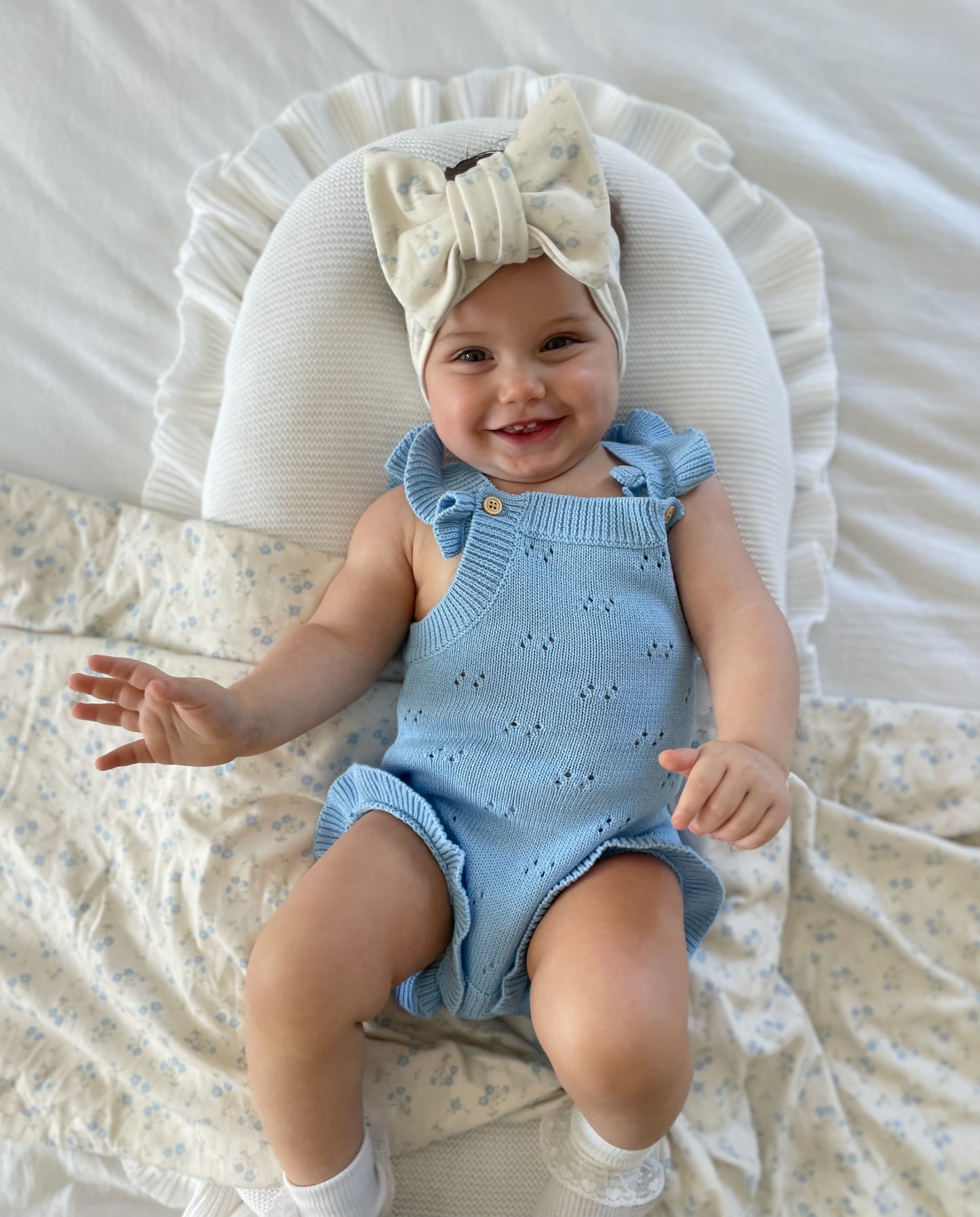 Pointelle Flutter Romper - Blue