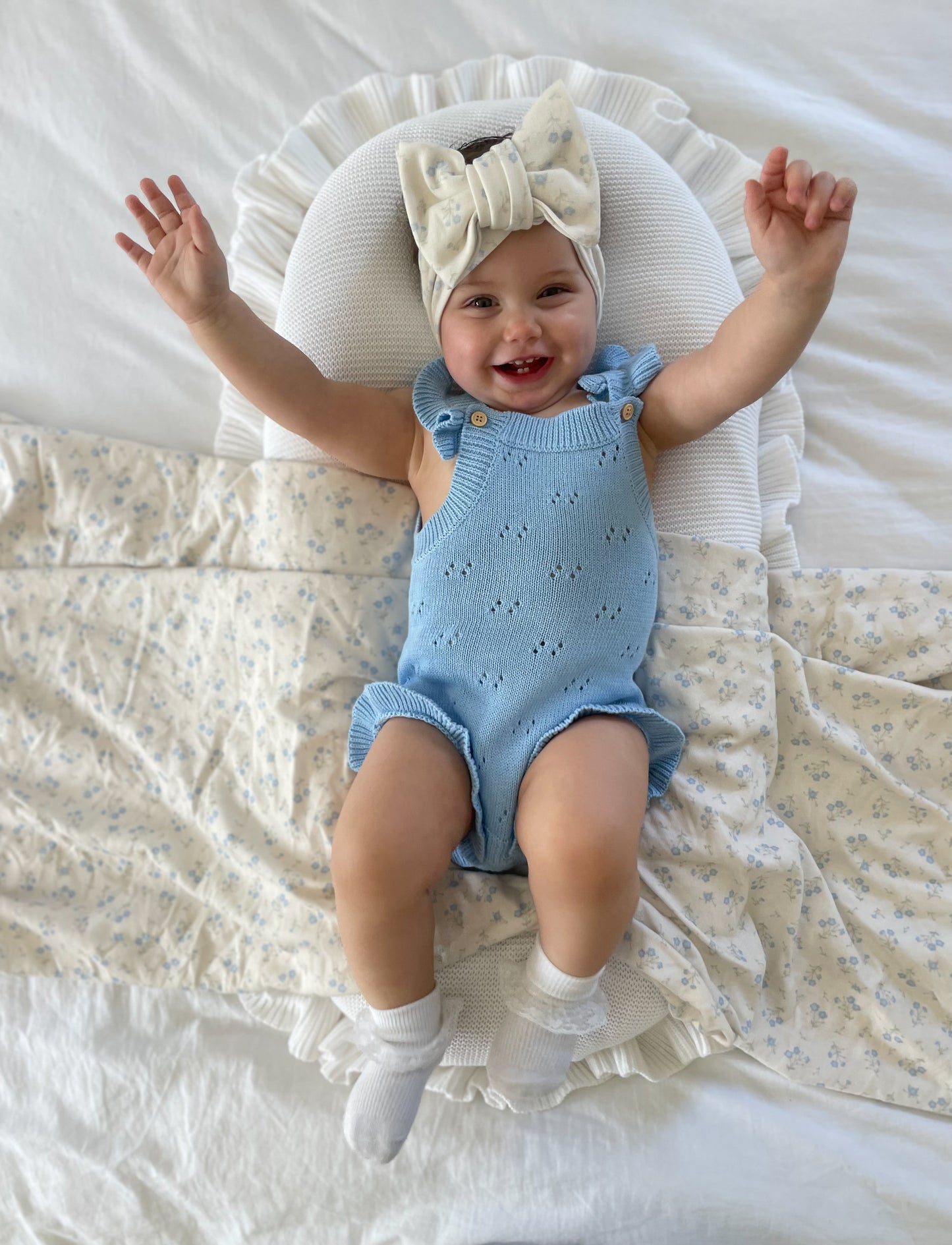Pointelle Flutter Romper - Blue