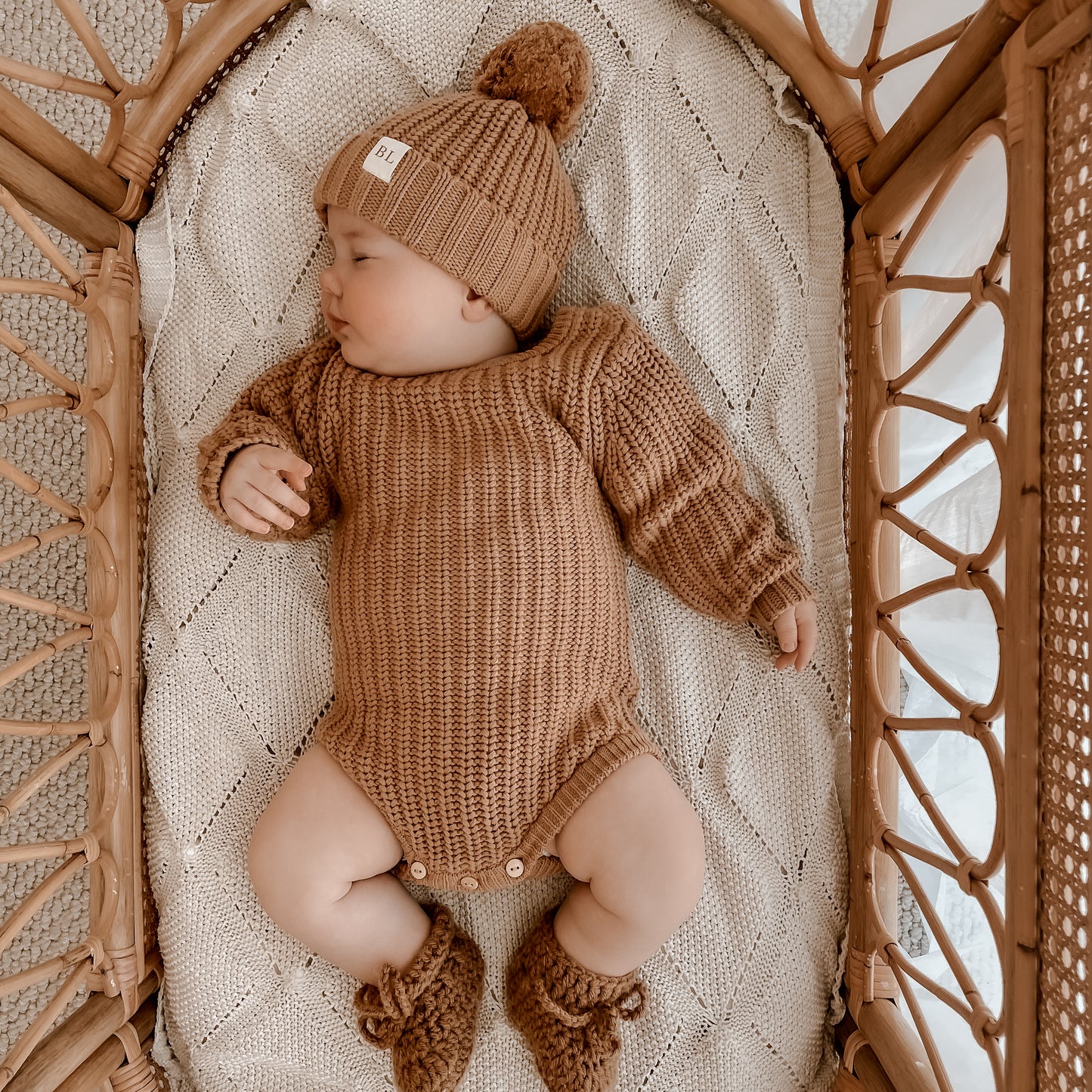 Chunky Knit Romper - Caramel