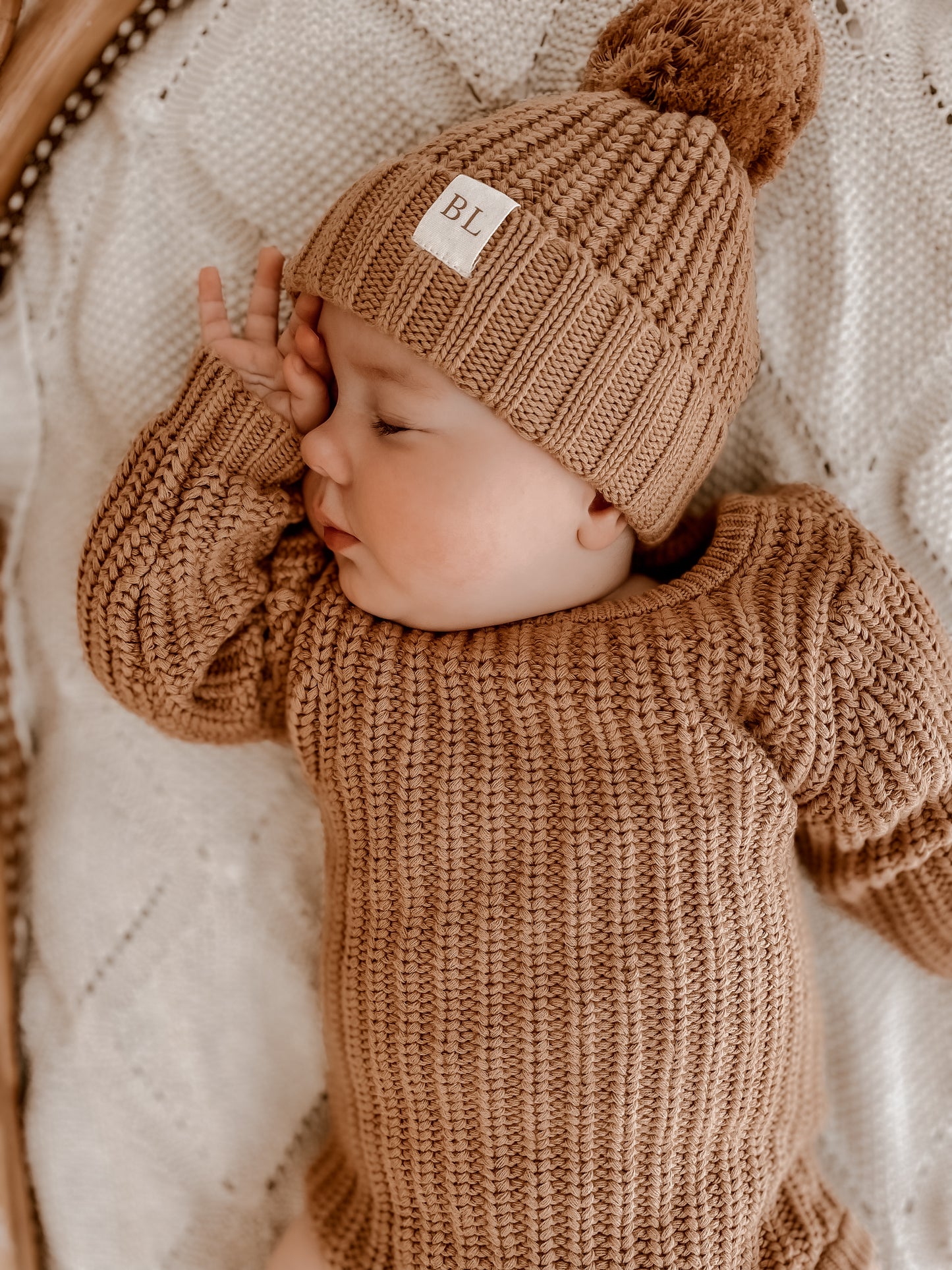 Chunky Knit Romper - Caramel