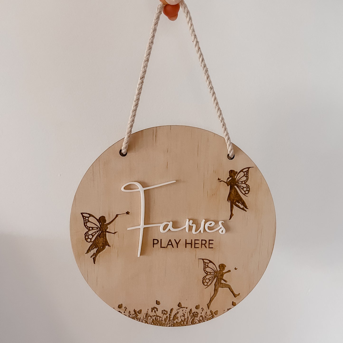Wooden Hanging Playroom Sign - Fairies
