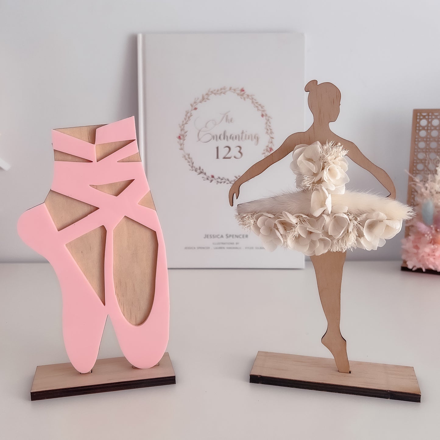 Ballet Slippers - Wooden/Pink Acrylic