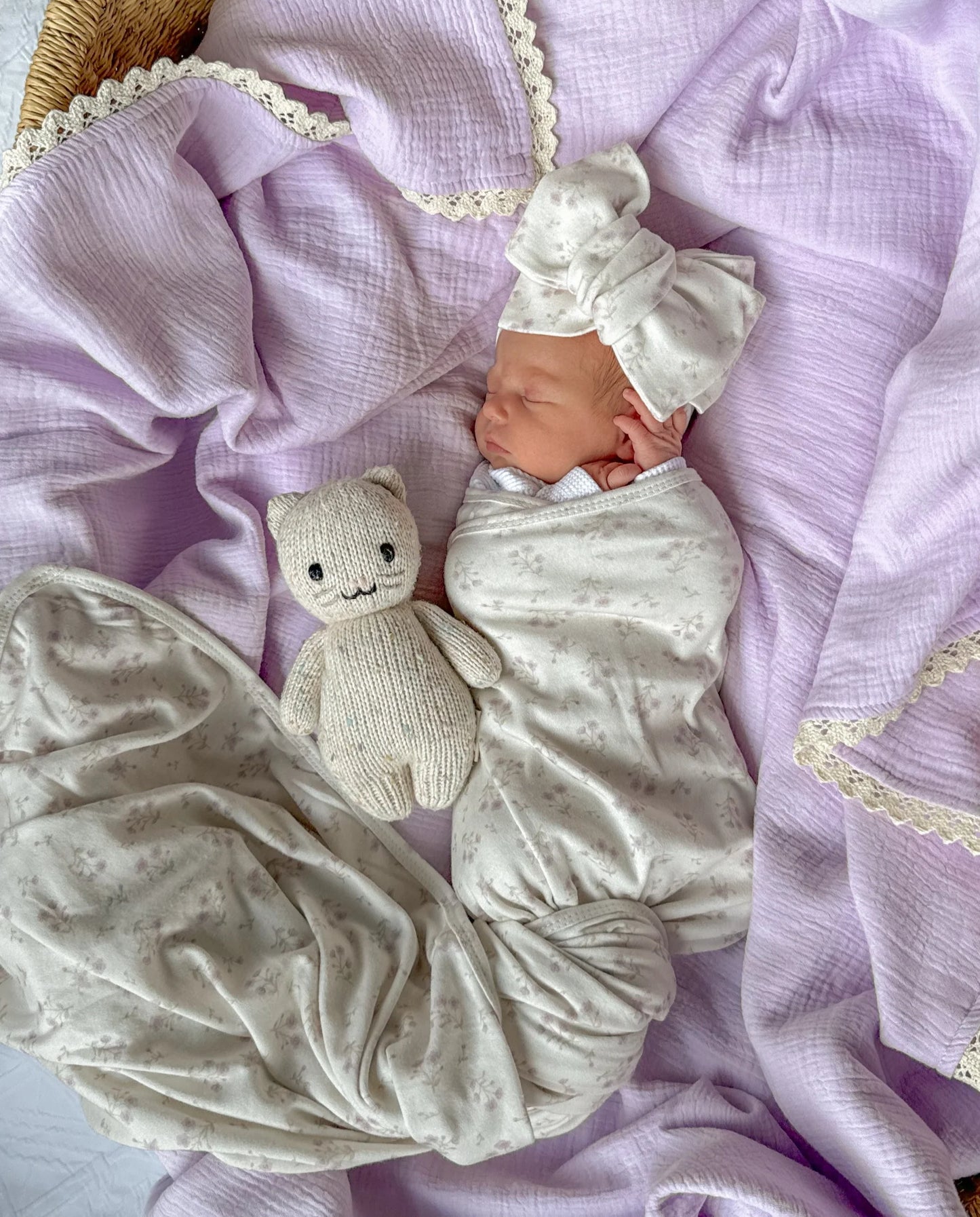 Swaddle Set - Lilac Paisley