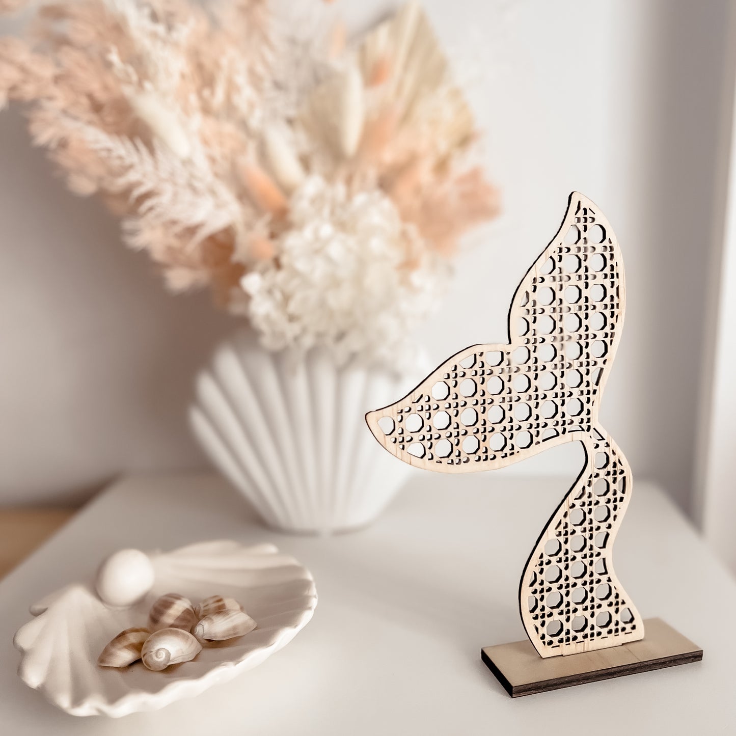 Wooden Rattan Look Mermaid Decors
