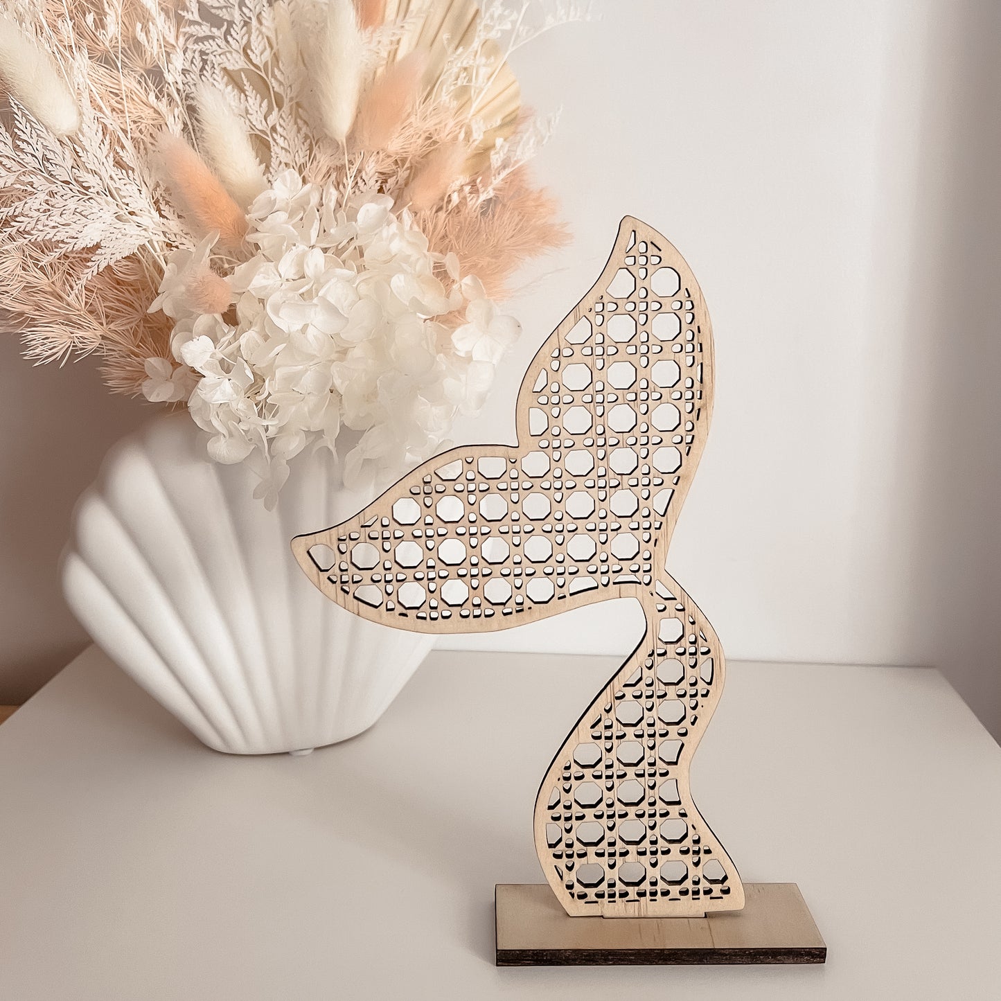 Wooden Rattan Look Mermaid Decors