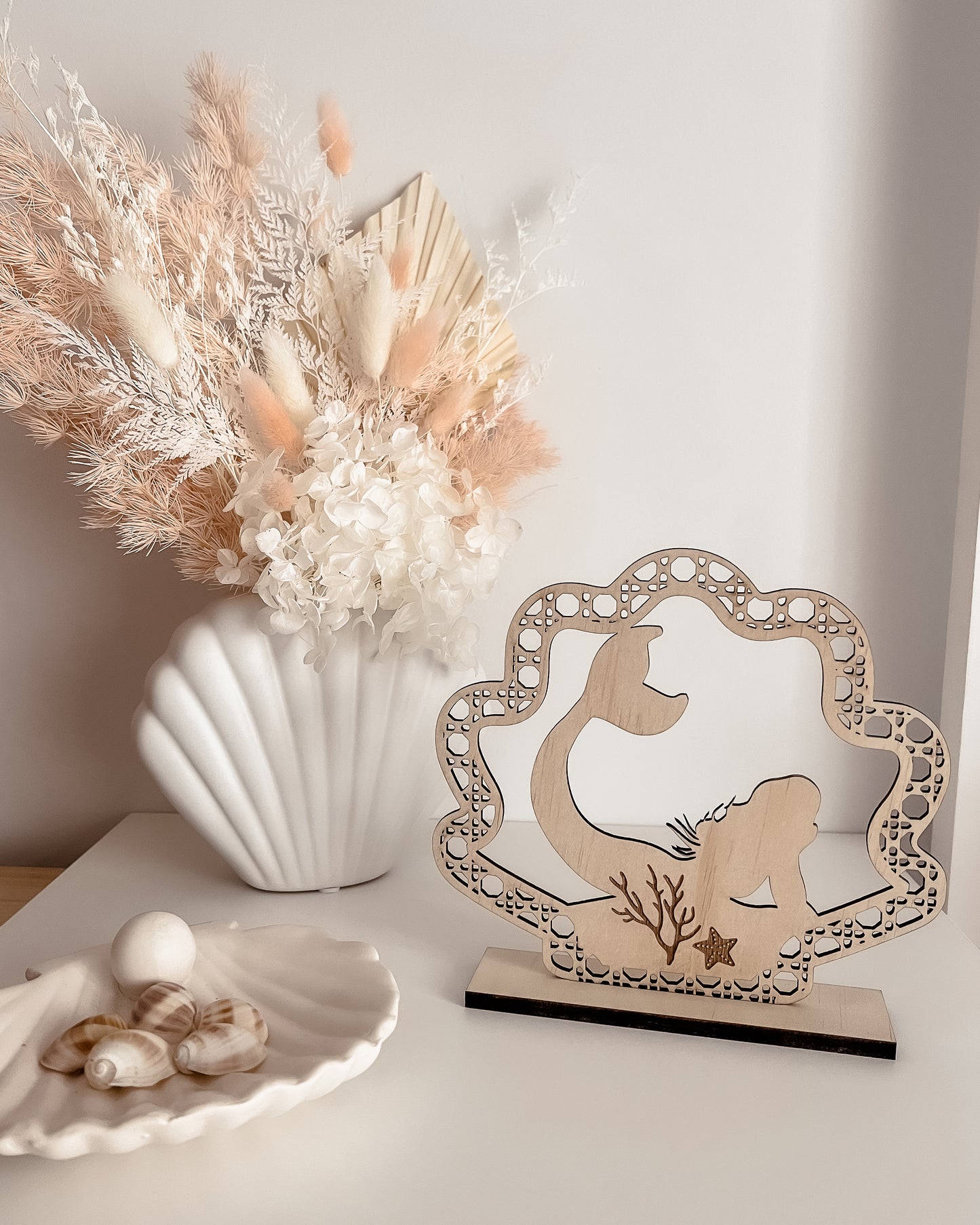 Wooden Rattan Look Mermaid Decors