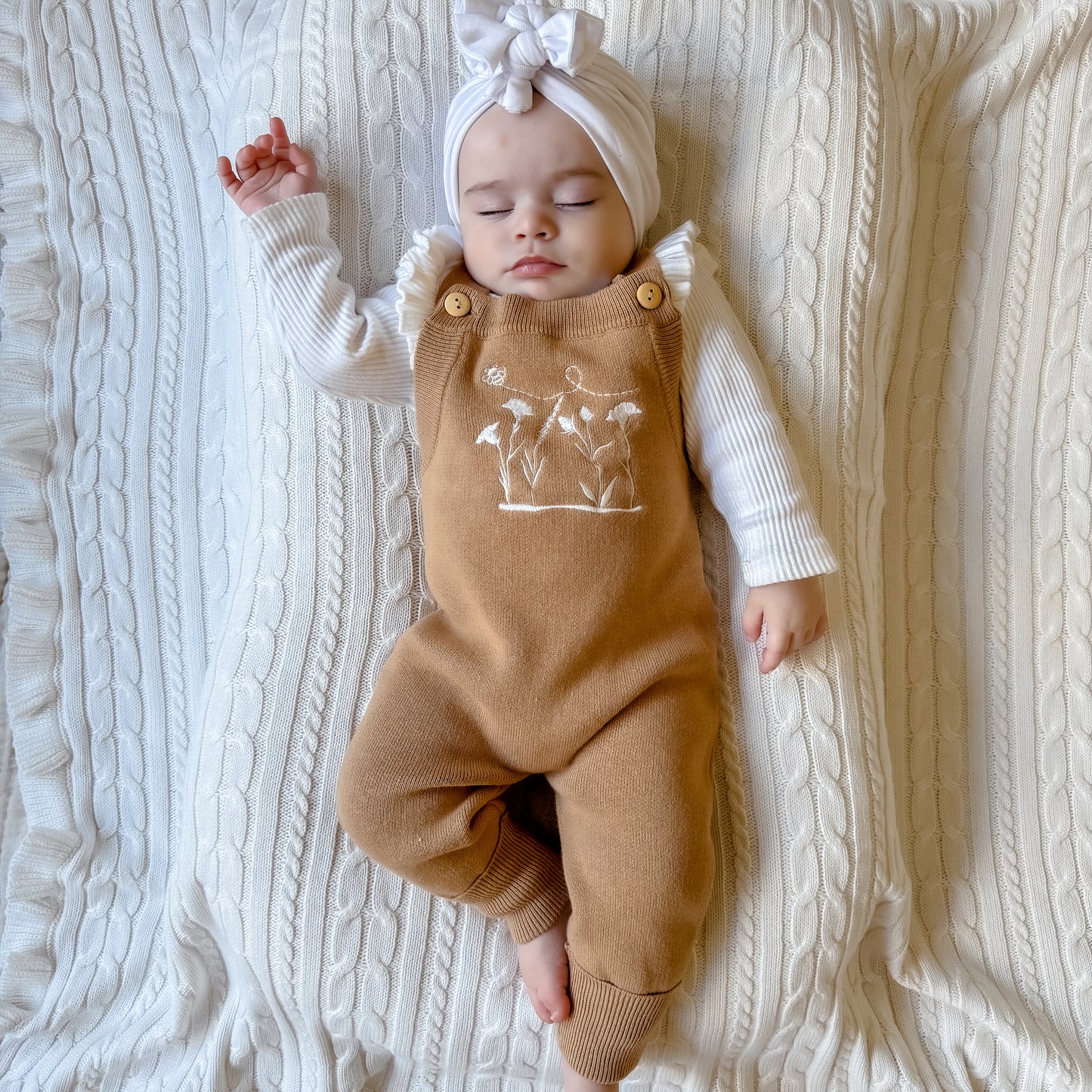 Wildflower Knit Overalls - Golden Syrup