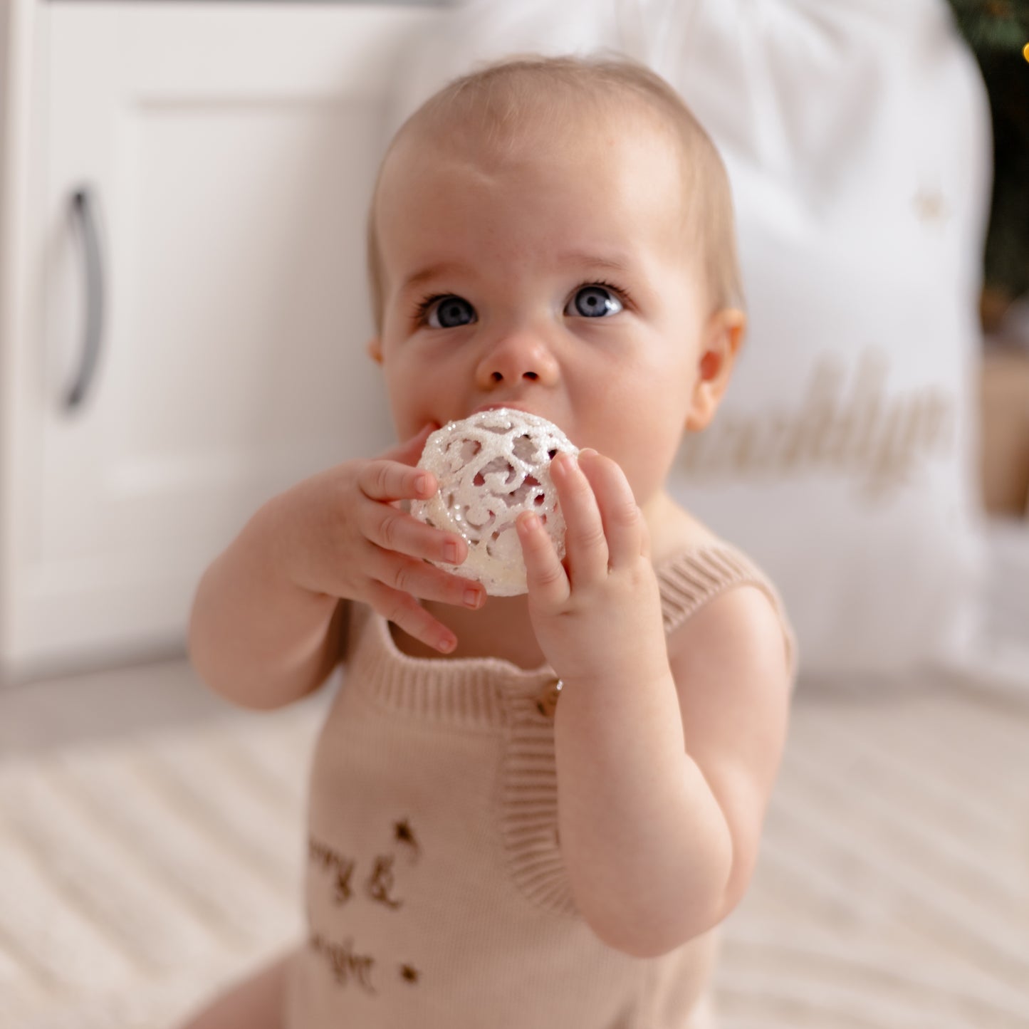 Merry & Bright Knit Romper - Oatmeal