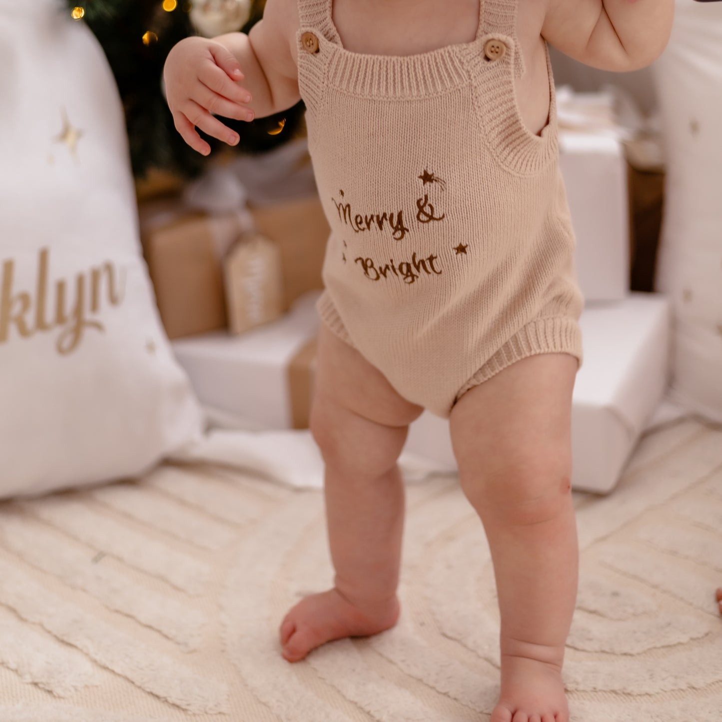 Merry & Bright Knit Romper - Oatmeal