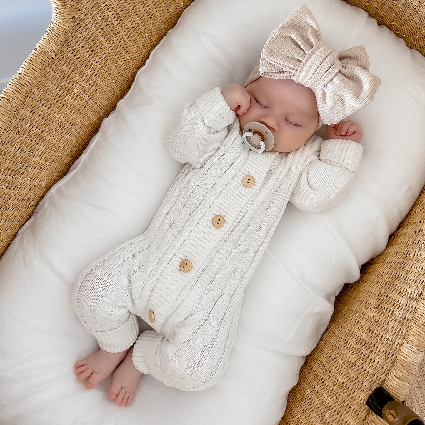 Cable Knit Romper - Milk