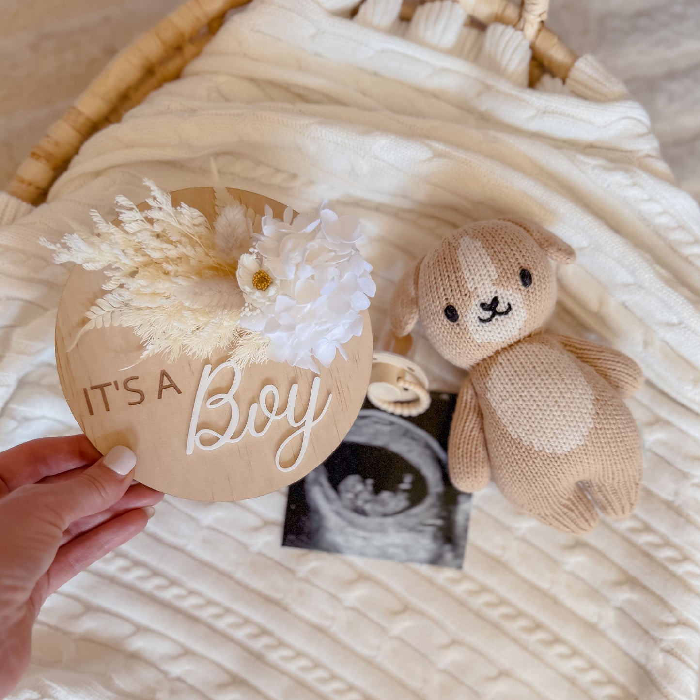 It's a Boy/Girl/Twins - Gender/Birth Announcement Plaque w/ dried flowers