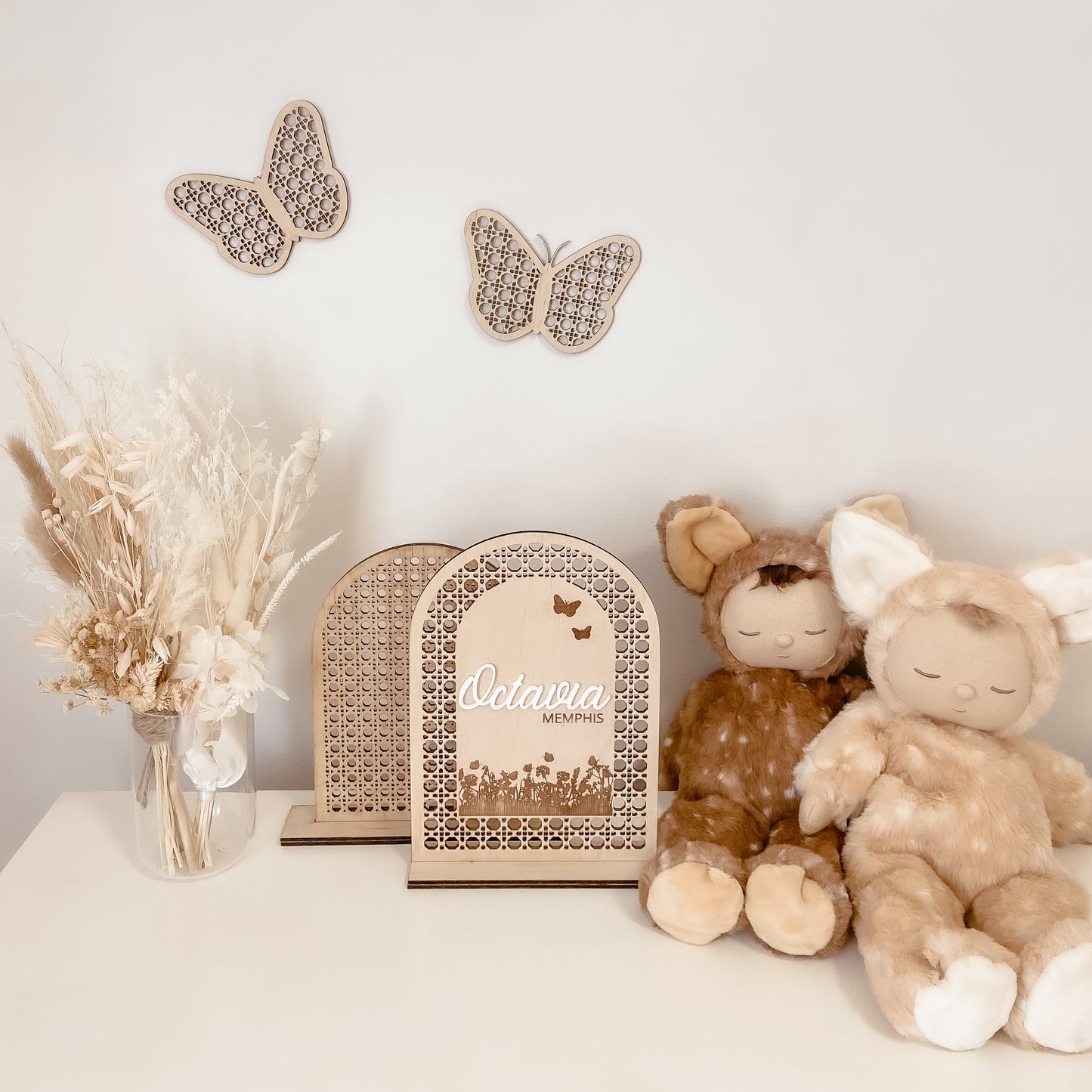 Wooden Rattan Look Wall Decors - Butterflies