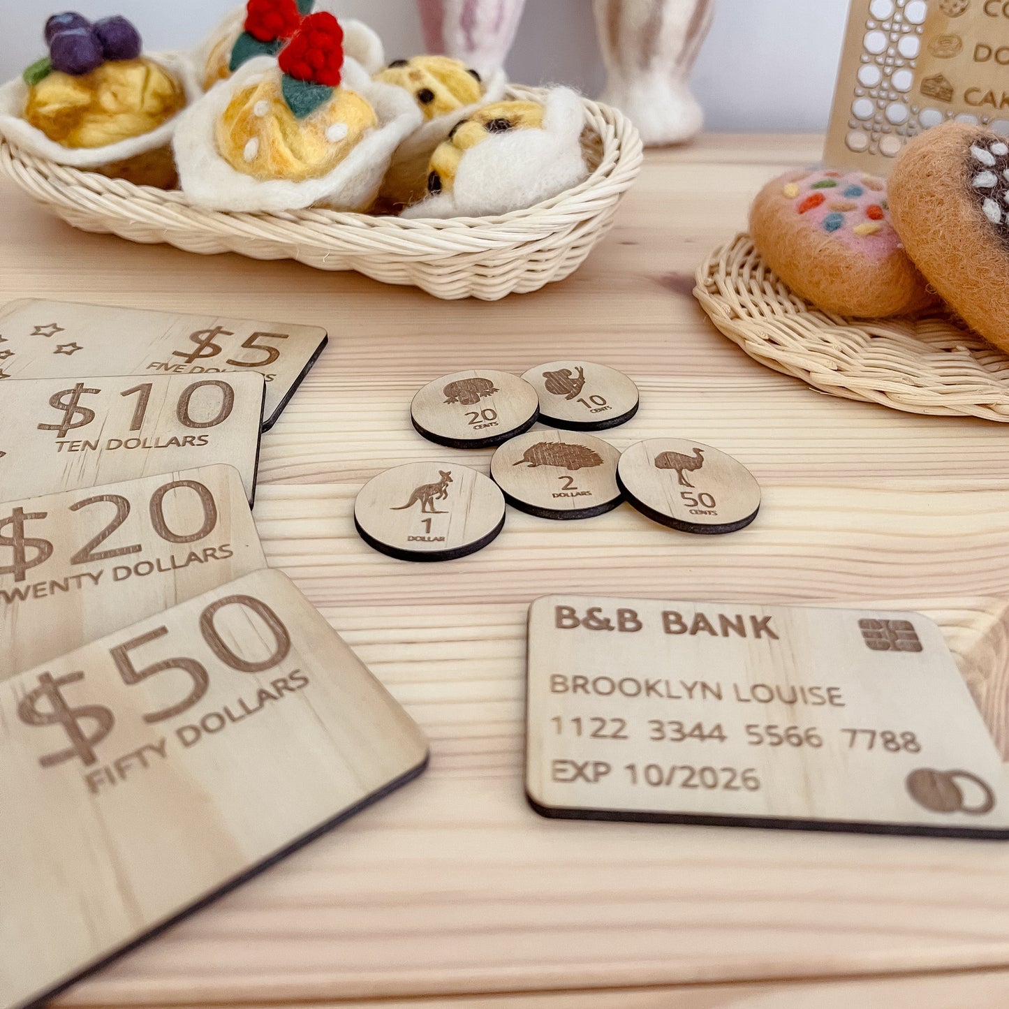 Wooden Aussie Themed Play Money