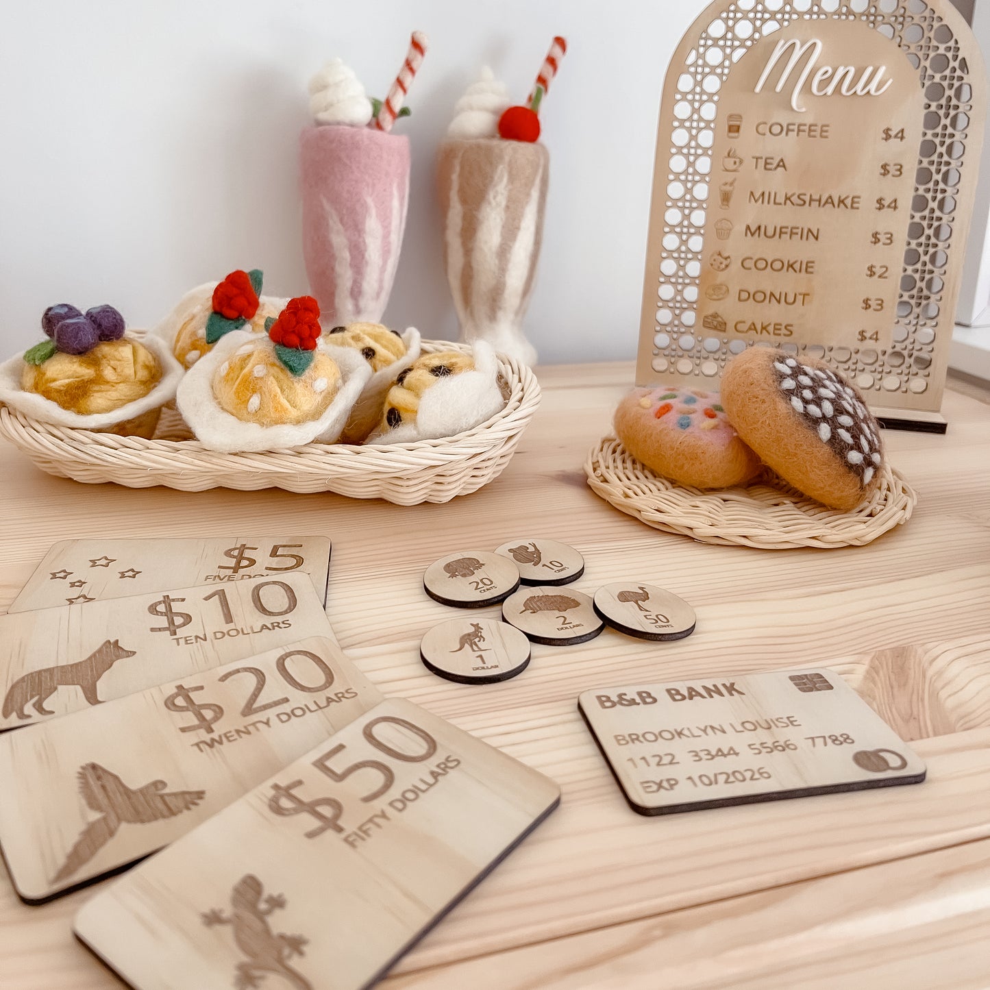 Wooden Aussie Themed Play Money