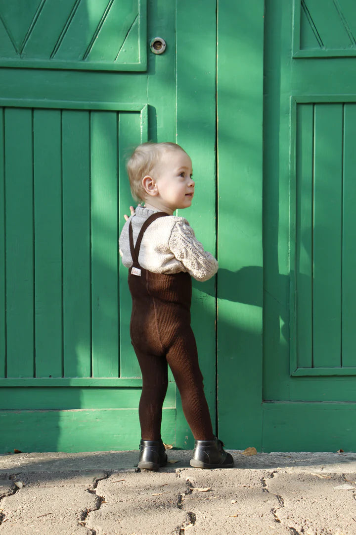 Suspender Tights - Footed - Chocolate Brown
