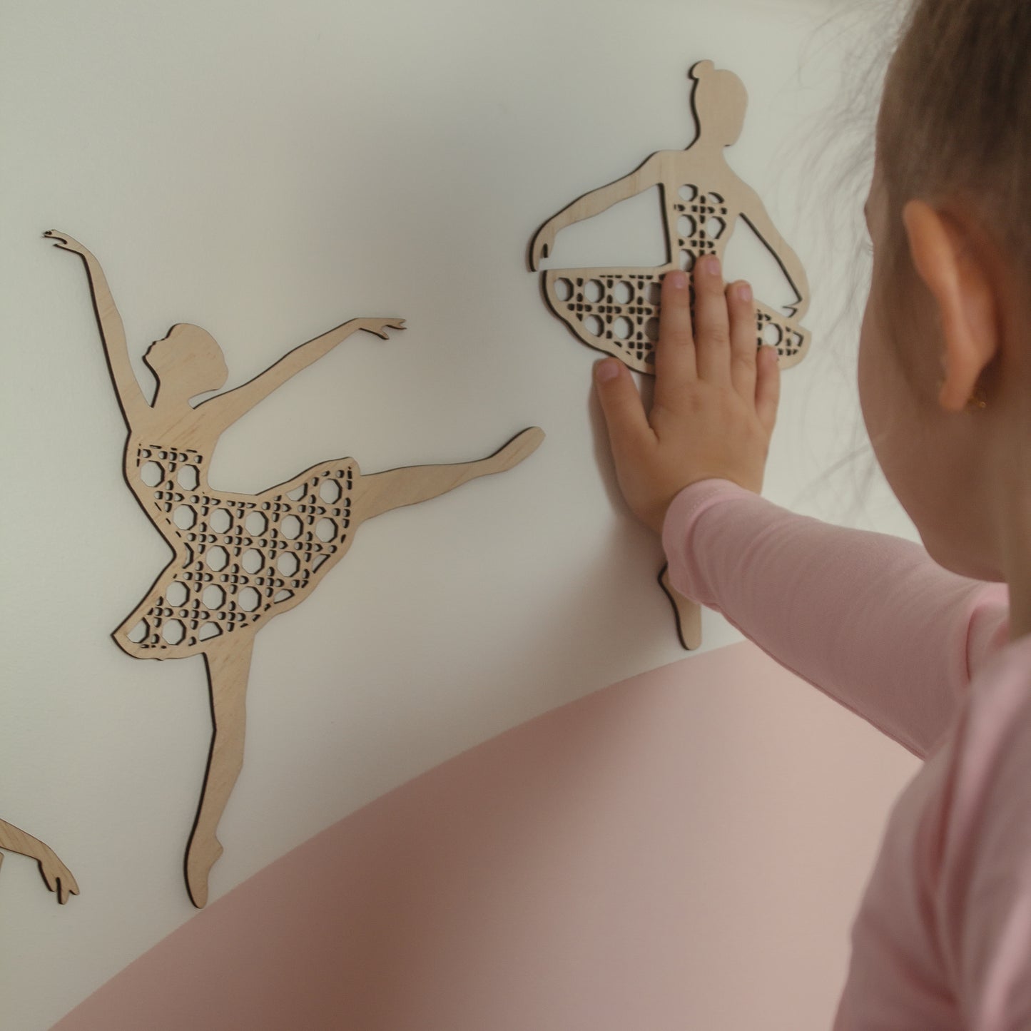 Wooden Rattan Look Ballerinas
