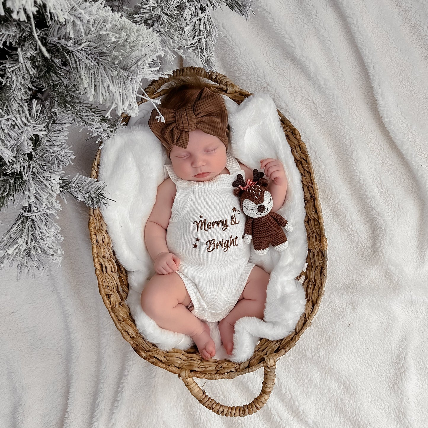 Merry & Bright Knit Romper - Marshmallow - Singlet Sleeve