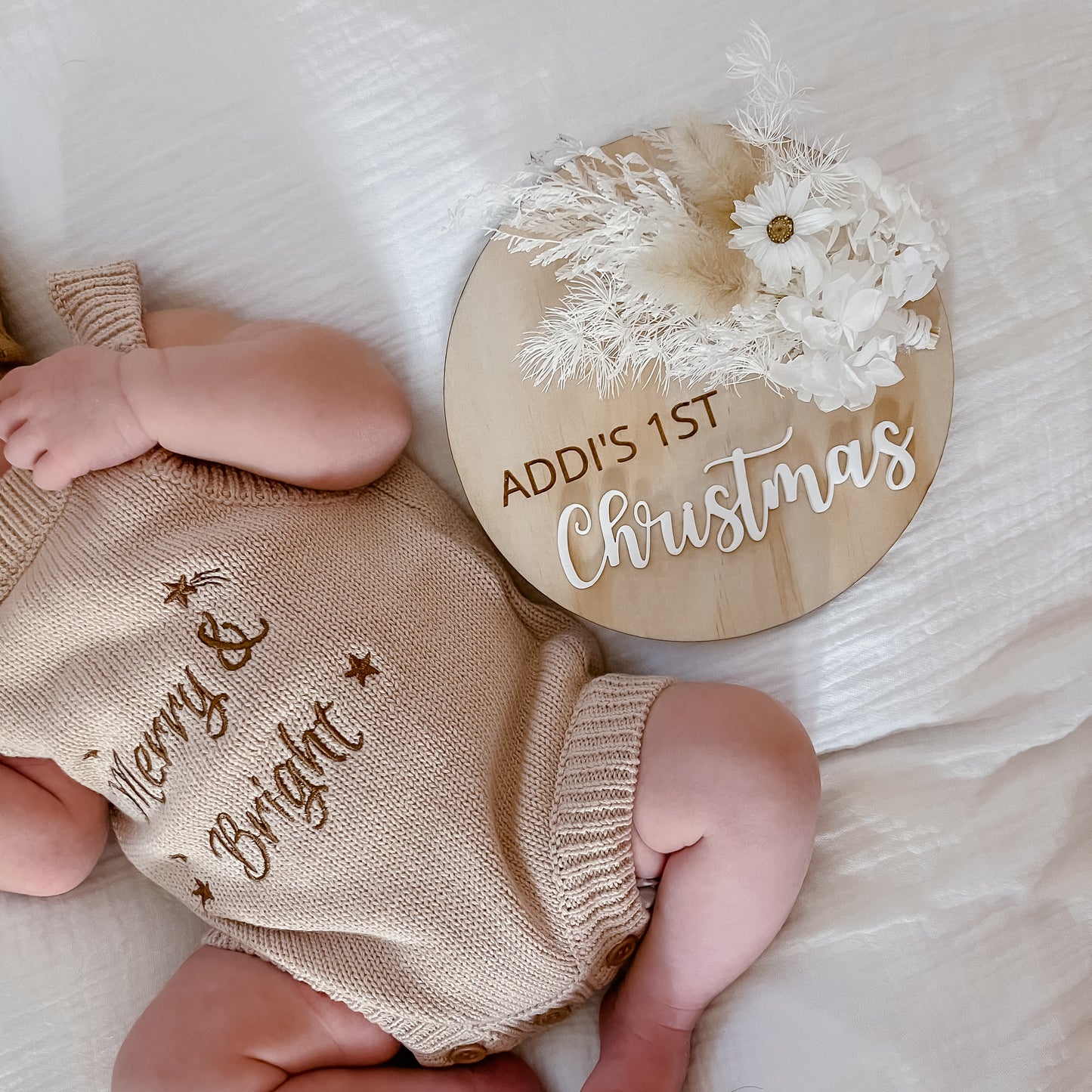 Wooden Christmas Plaque w/ dried florals