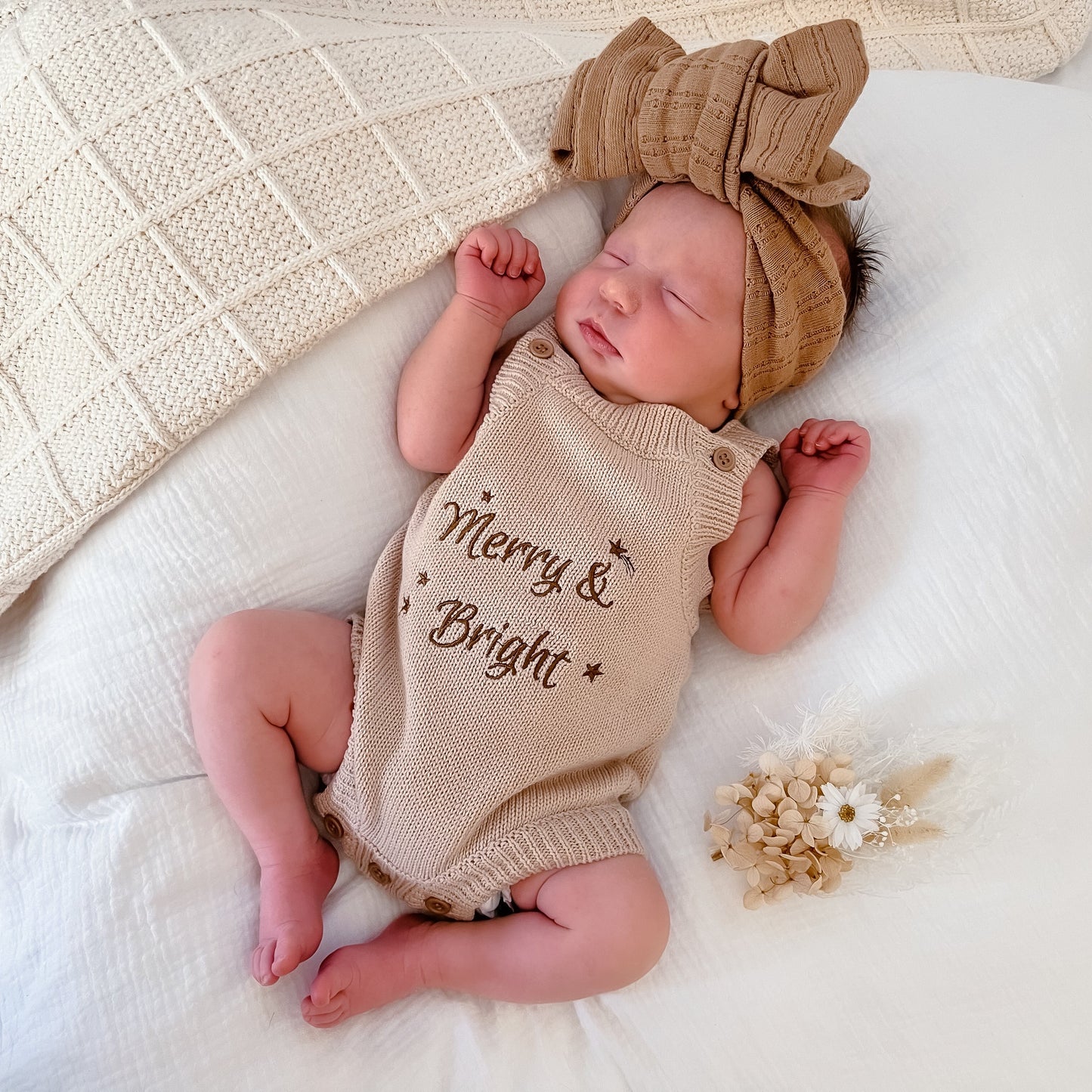 Merry & Bright Knit Romper - Oatmeal