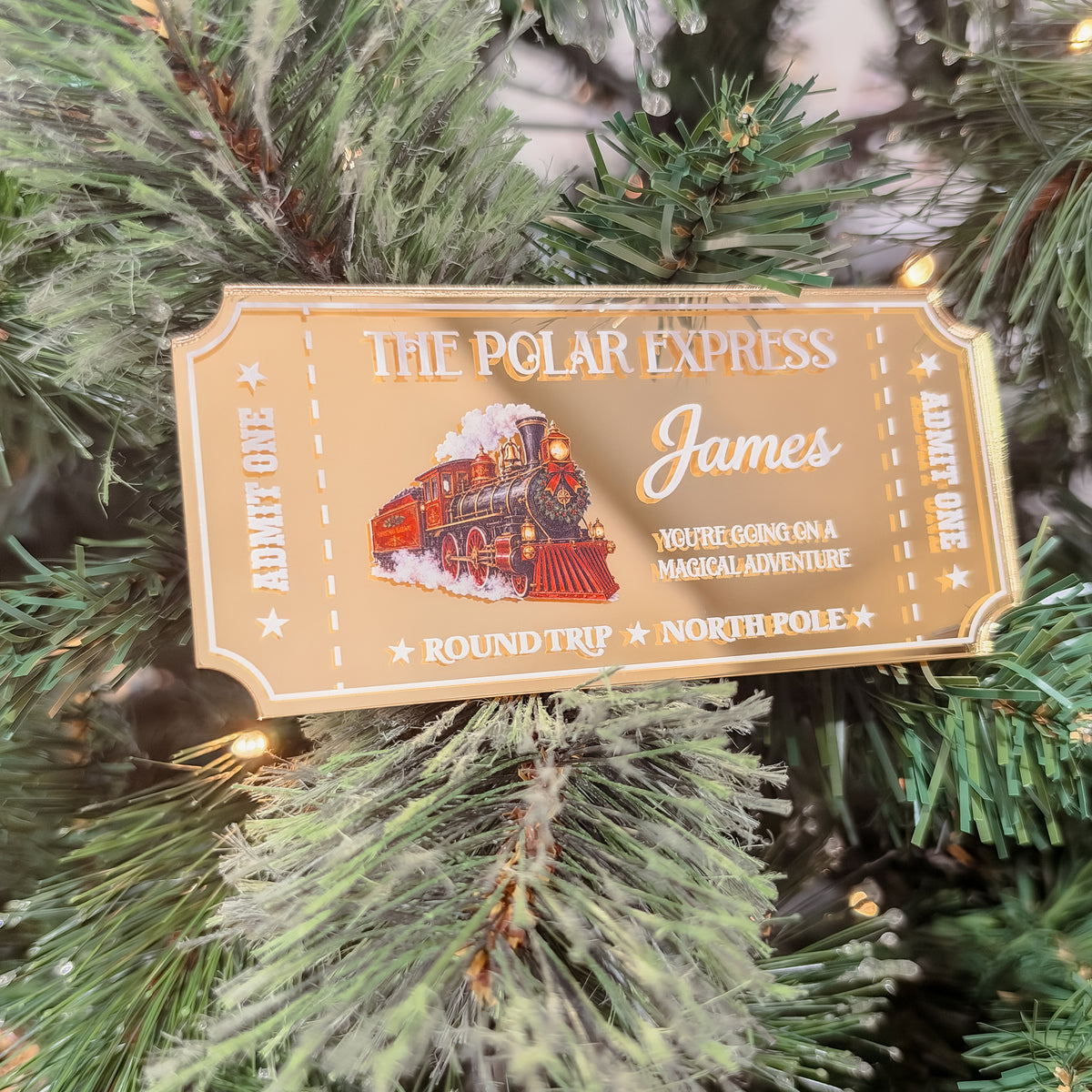 CHRISTMAS TRAIN TICKET | North Pole Adventure Ticket | Personalised | UV Printed Acrylic