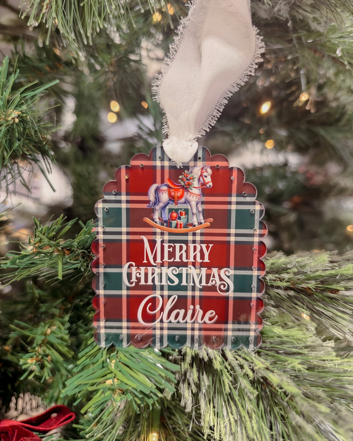 CHRISTMAS TAG | Personalised | Tartan UV Printed Acrylic