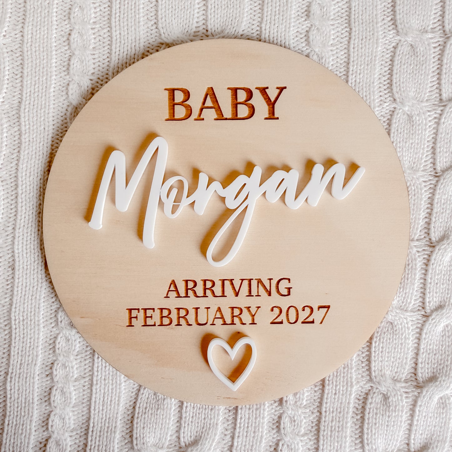 WOODEN PREGNANCY ANNOUNCEMENT PLAQUE | Custom Name & Due Date