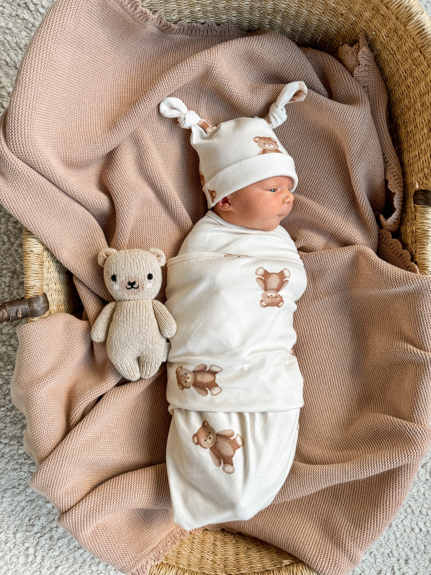 Jersey Swaddle Set - Teddies Print