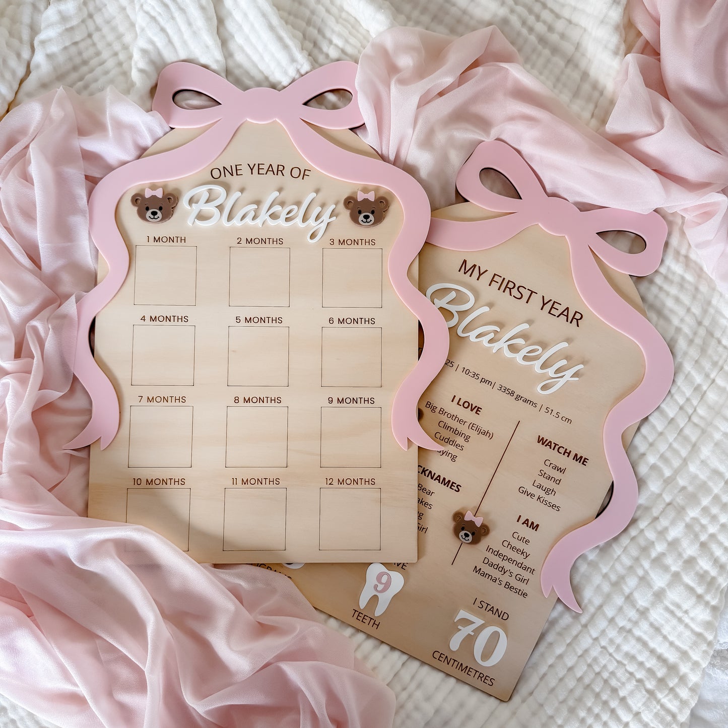 ONE YEAR OF: FIRST YEAR PHOTO BOARD | BOW | Personalised | Plywood & Acrylic