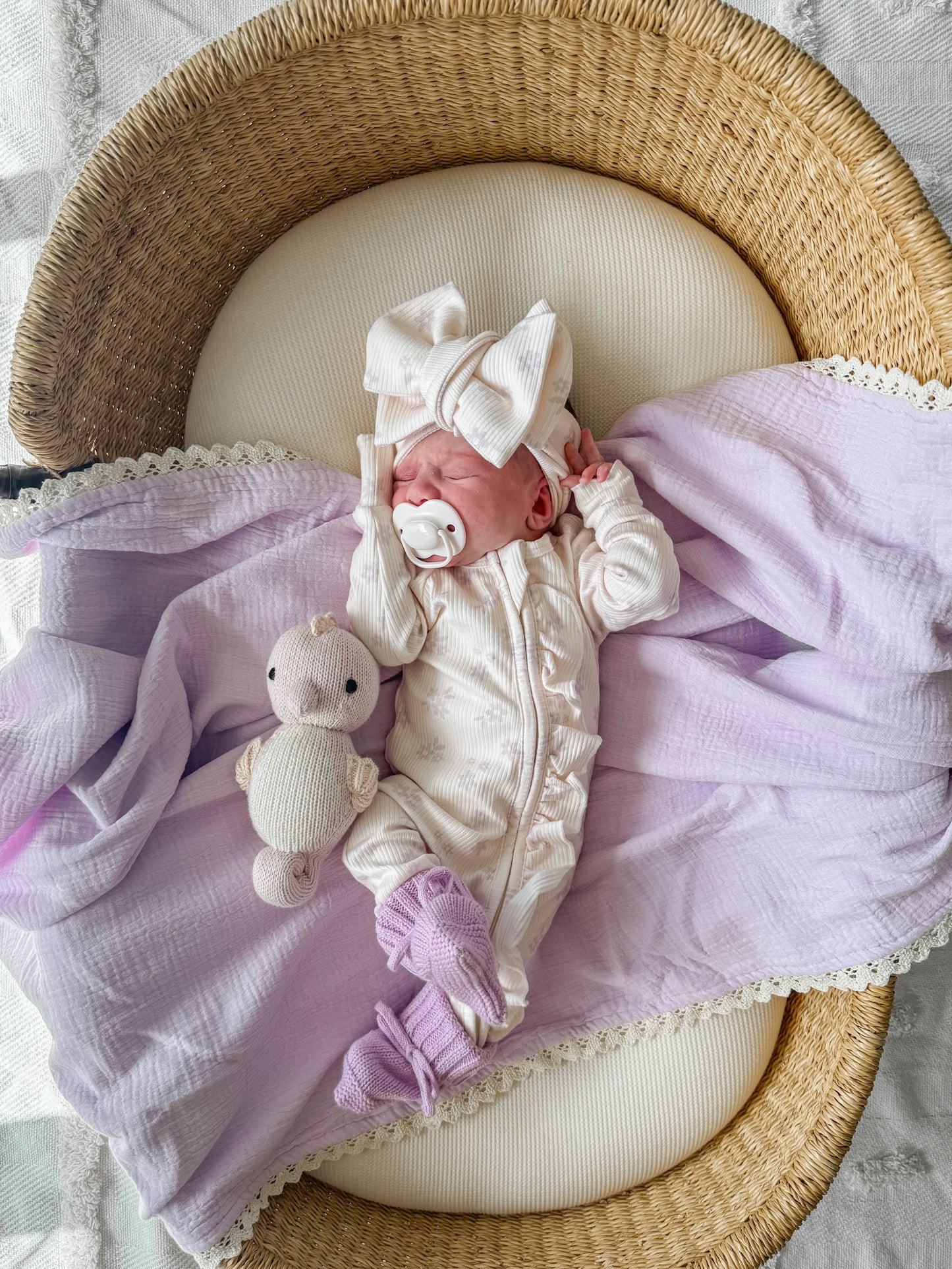 Frill Zip Romper - Daisy Lilac Ribbed