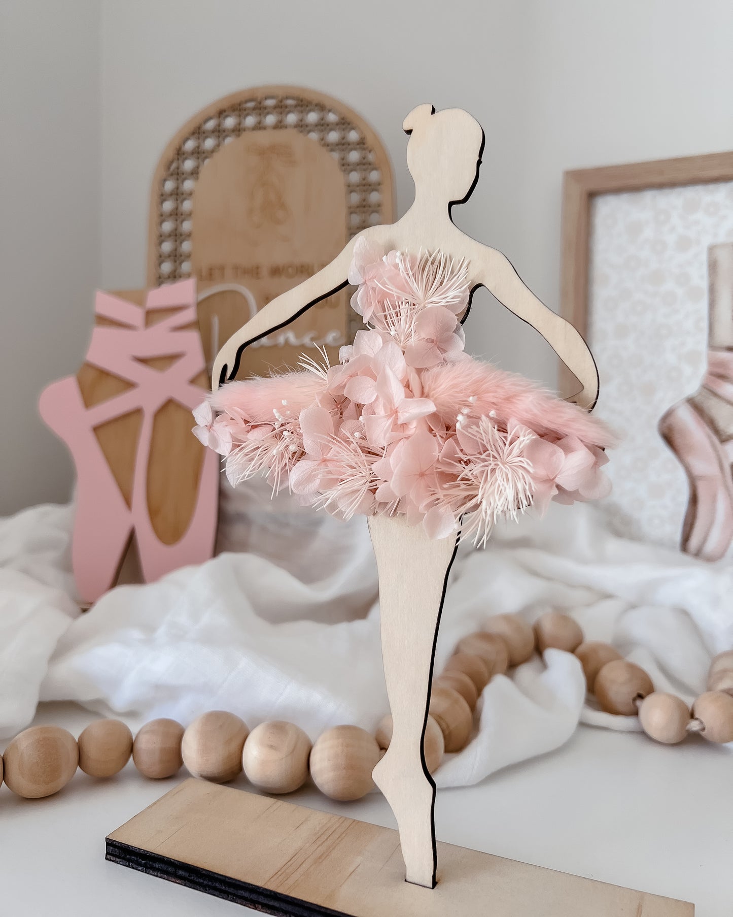 Wooden Ballerina w/ dried flowers