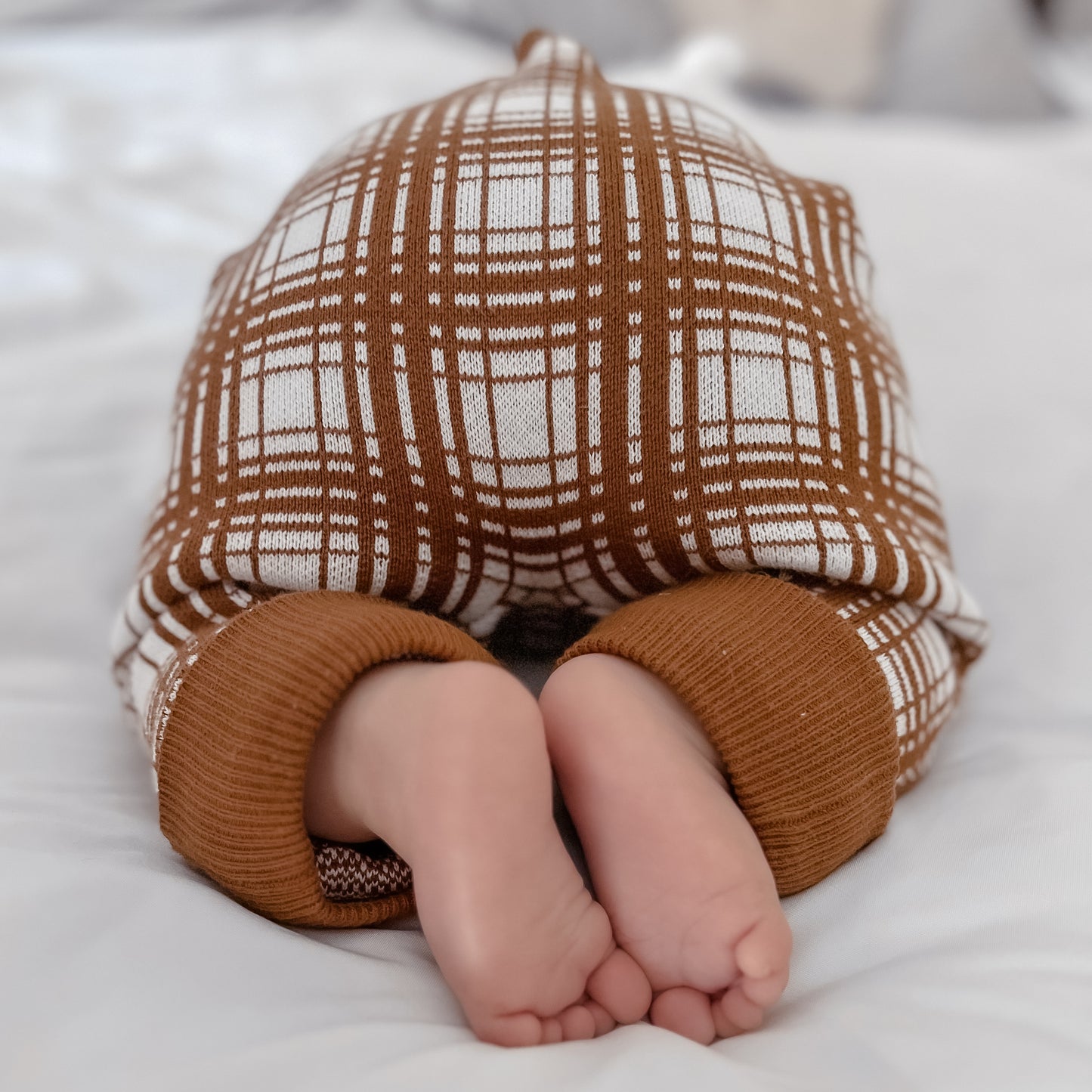 Cocoa Plaid Knit Overalls