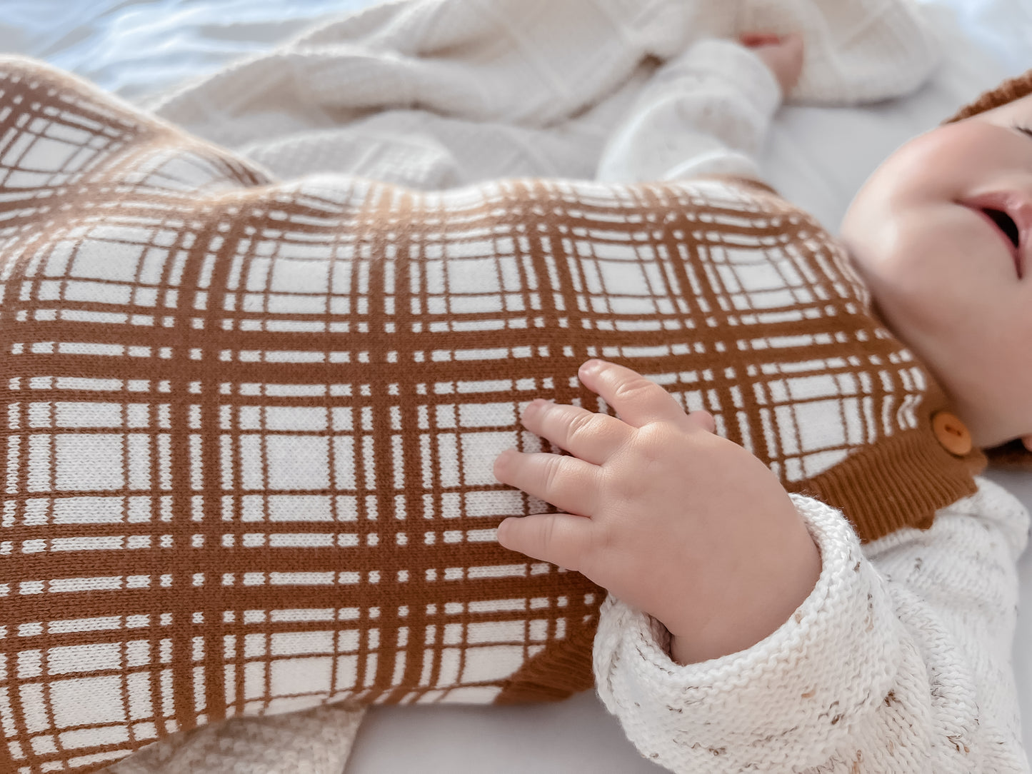 Cocoa Plaid Knit Overalls