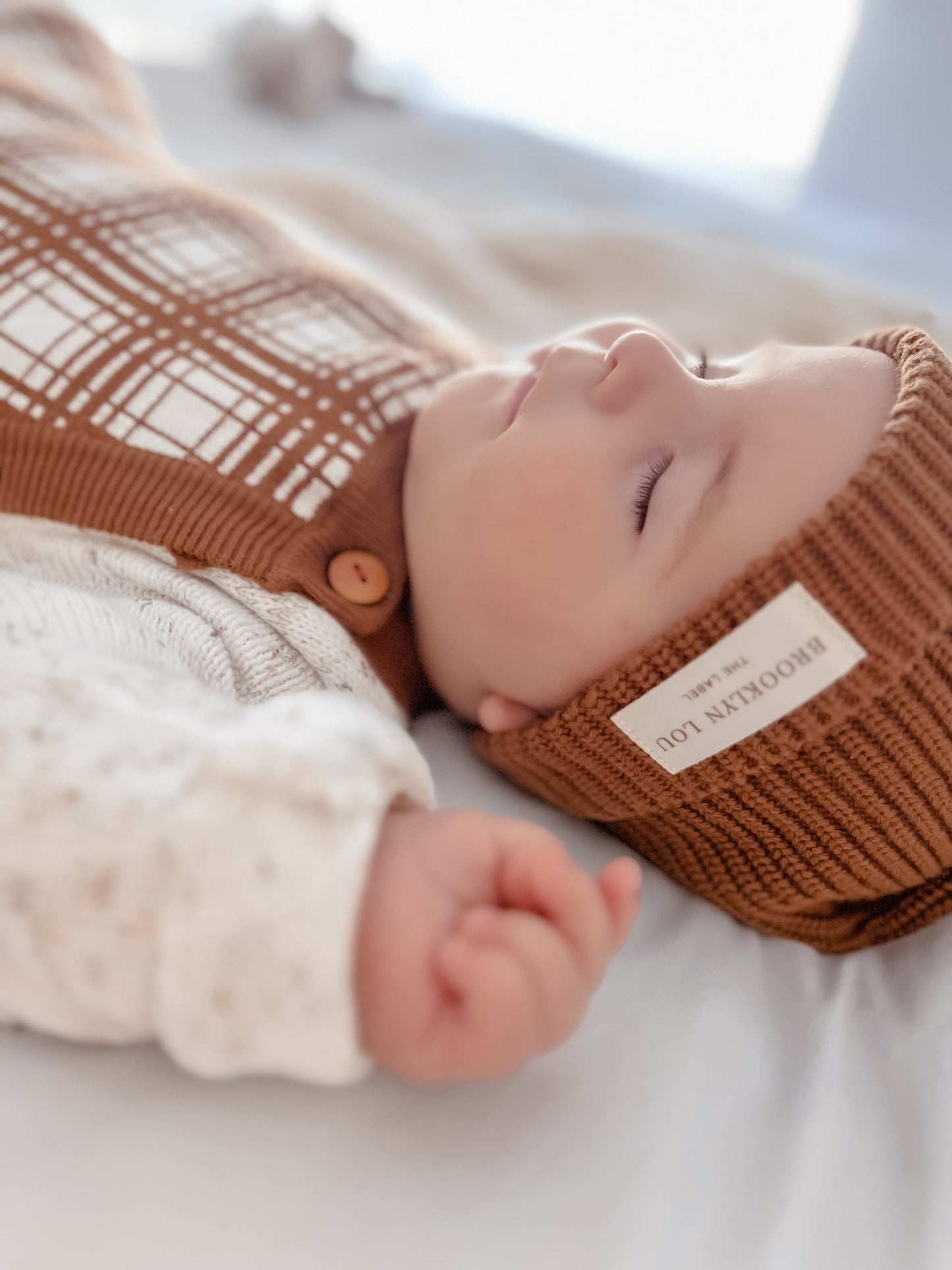 Cocoa Plaid Knit Overalls