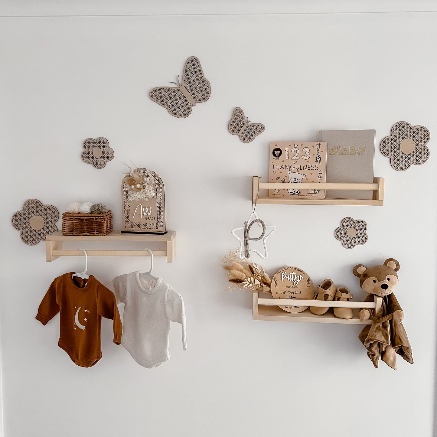 Wooden Rattan Look Wall Decors - Butterflies