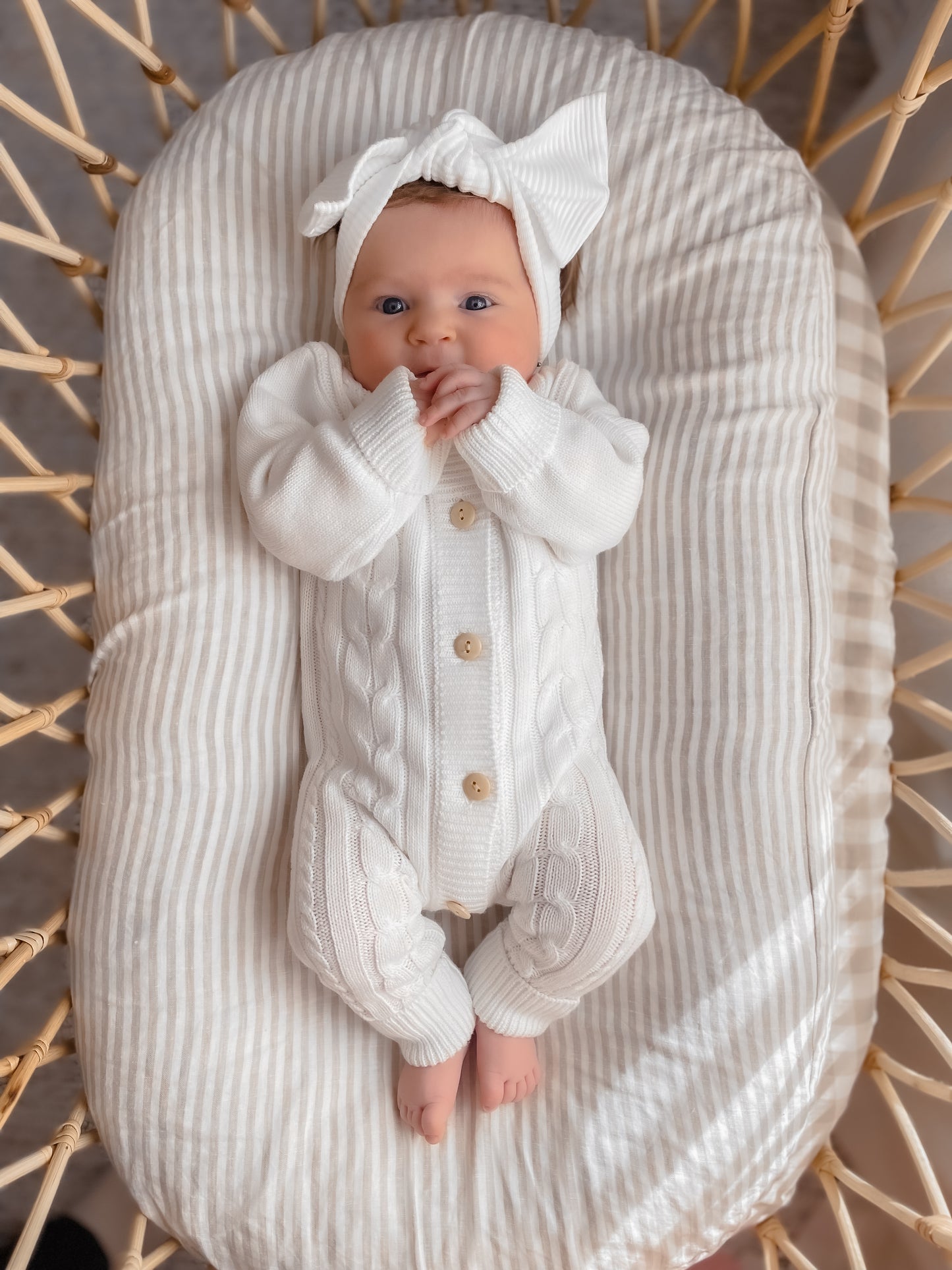 Cable Knit Romper - Milk