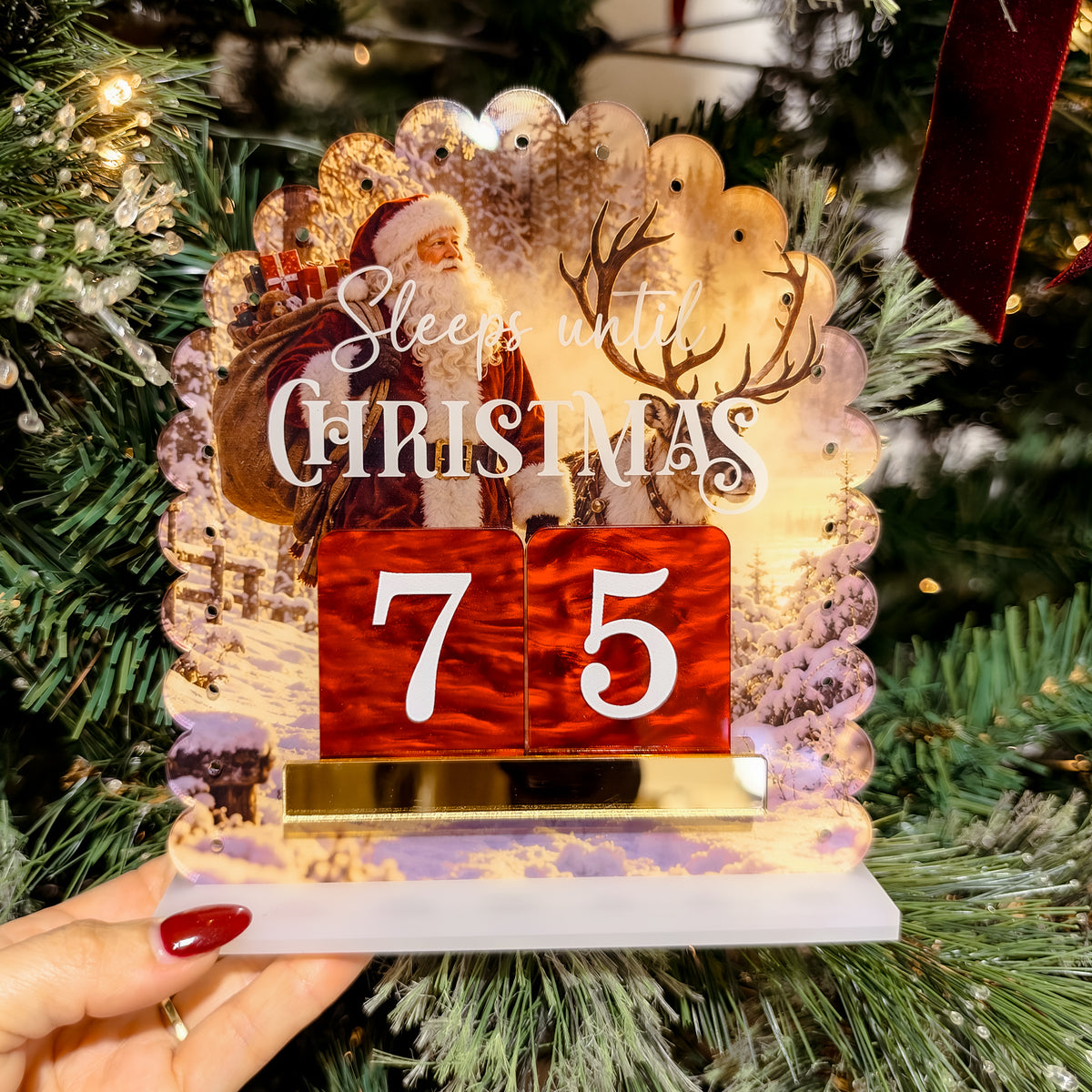 CHRISTMAS COUNTDOWN SIGN | Scalloped Arch | UV Printed Acrylic
