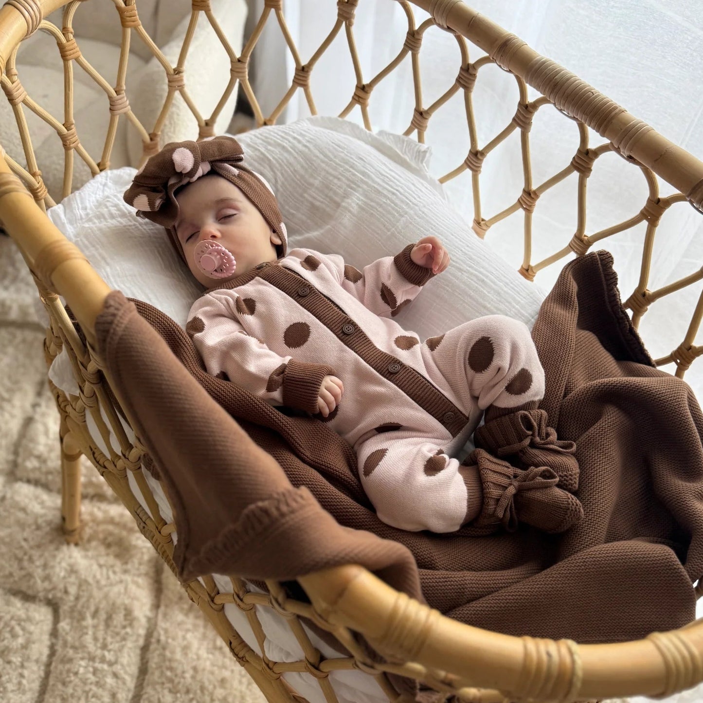 CLASSIC KNIT ROMPER | Choc Pink Polka