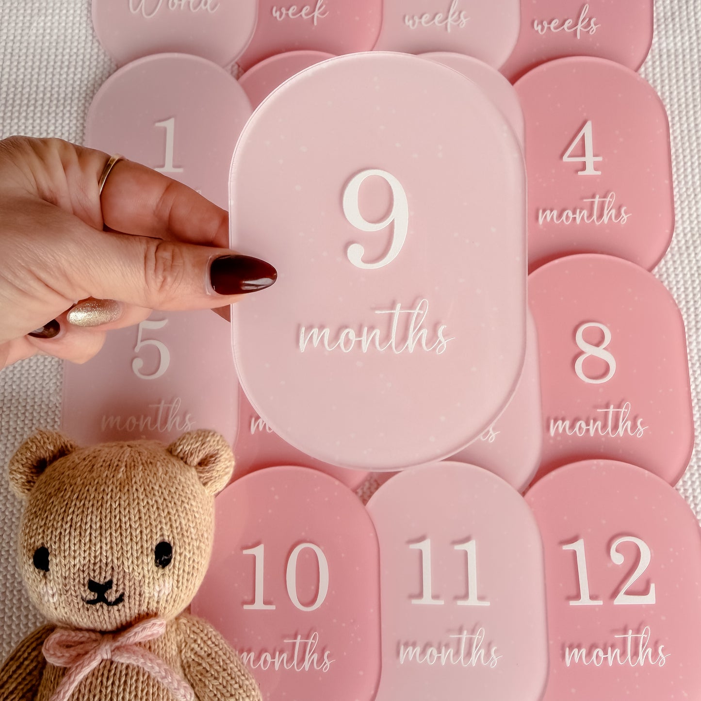 PINK SPECKLED MILESTONE SET OVAL | UV Printed Acrylic
