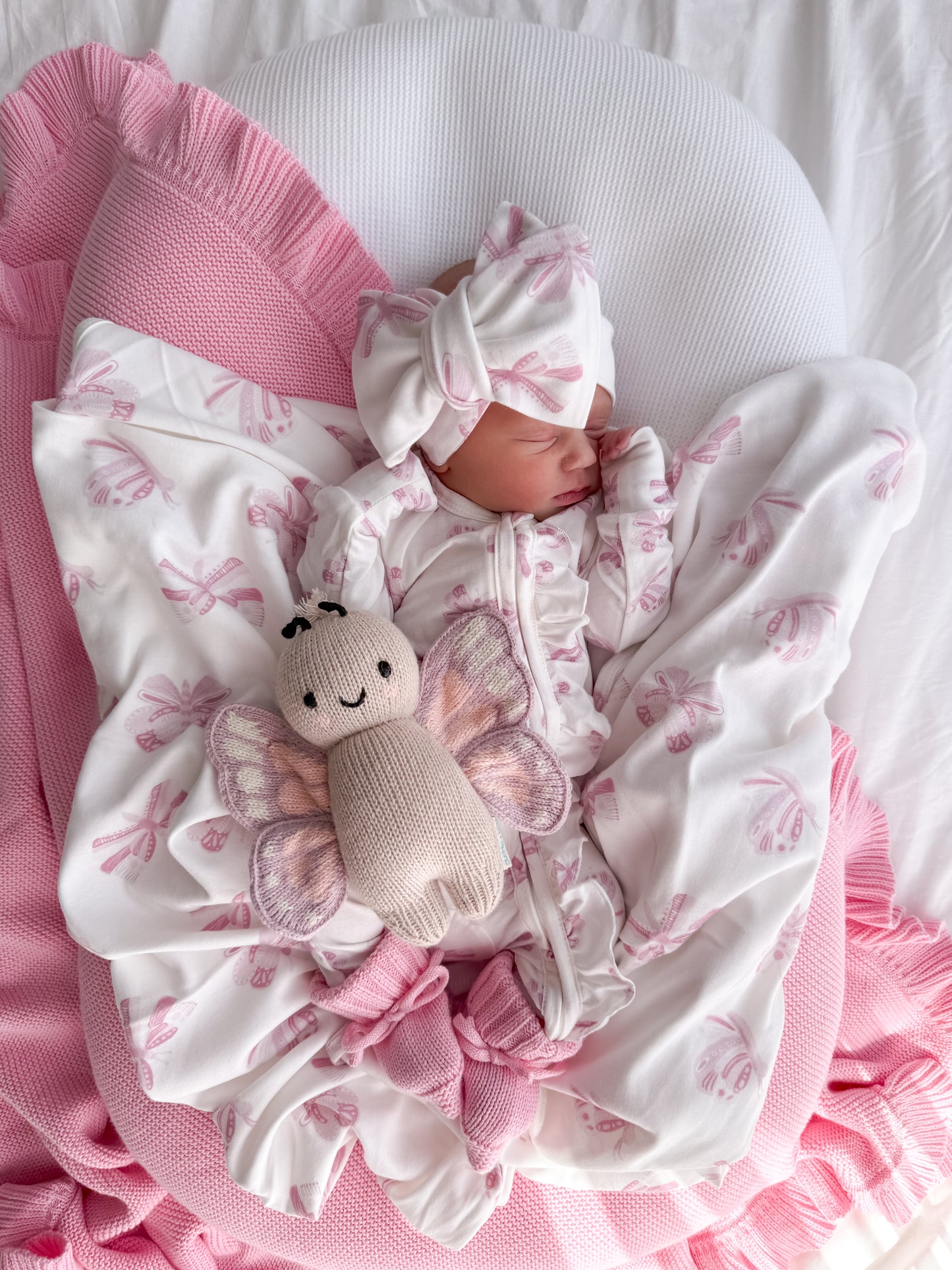 Jersey Swaddle Set - Pink Butterflies