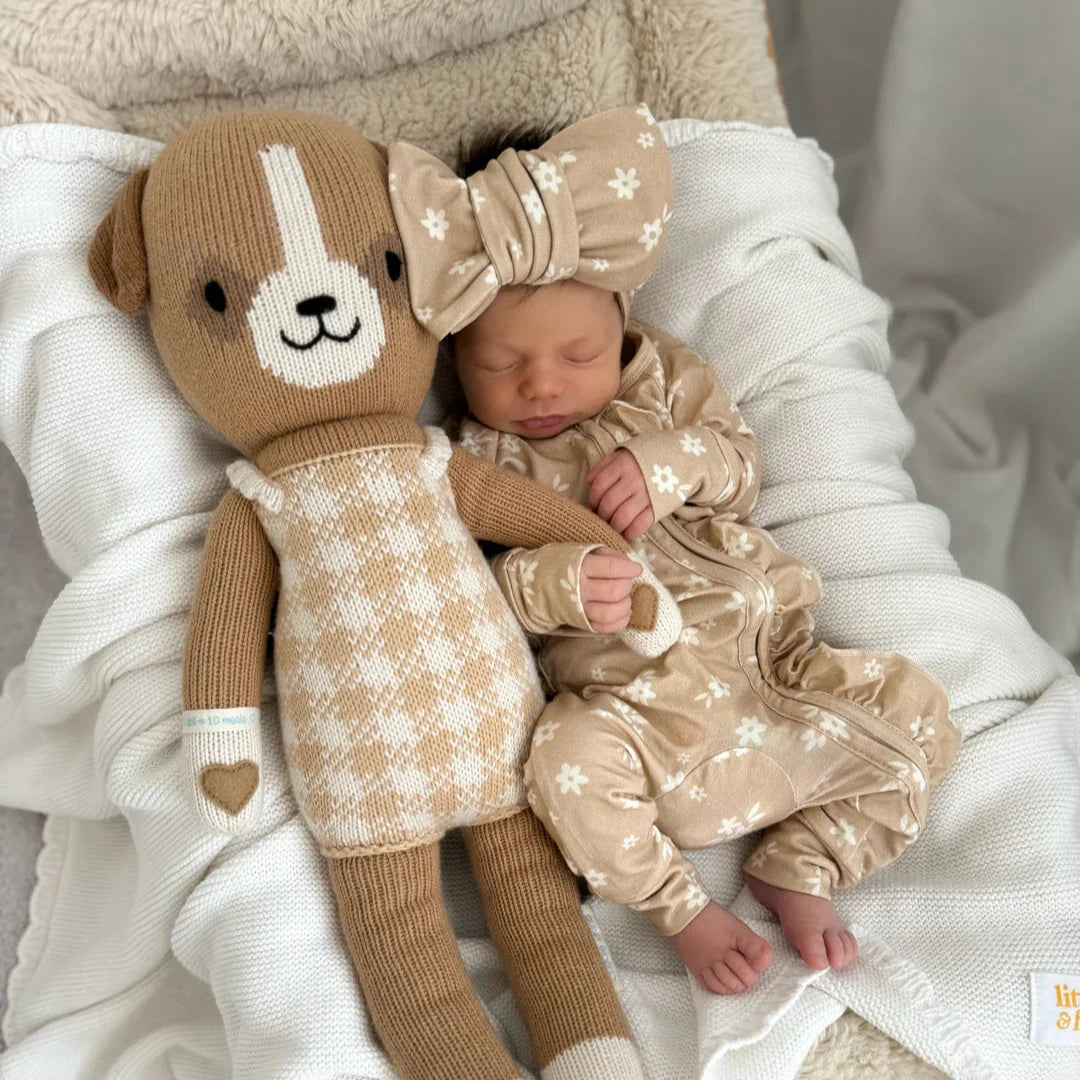 Frill Zip Romper - Neutral Daisy